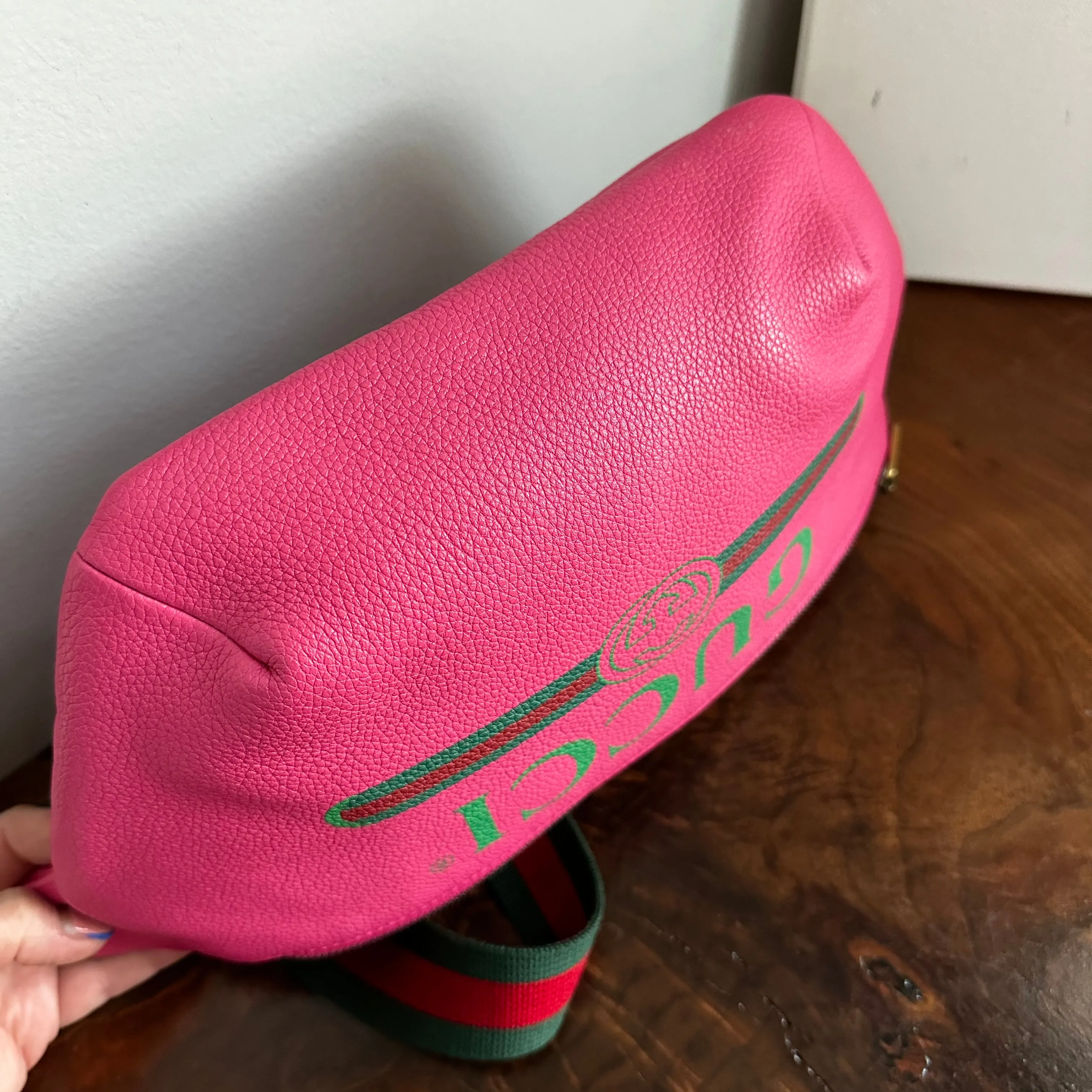 Gucci Sherry Line Pink Leather Sling Bag/Fanny Pack/Bumbag