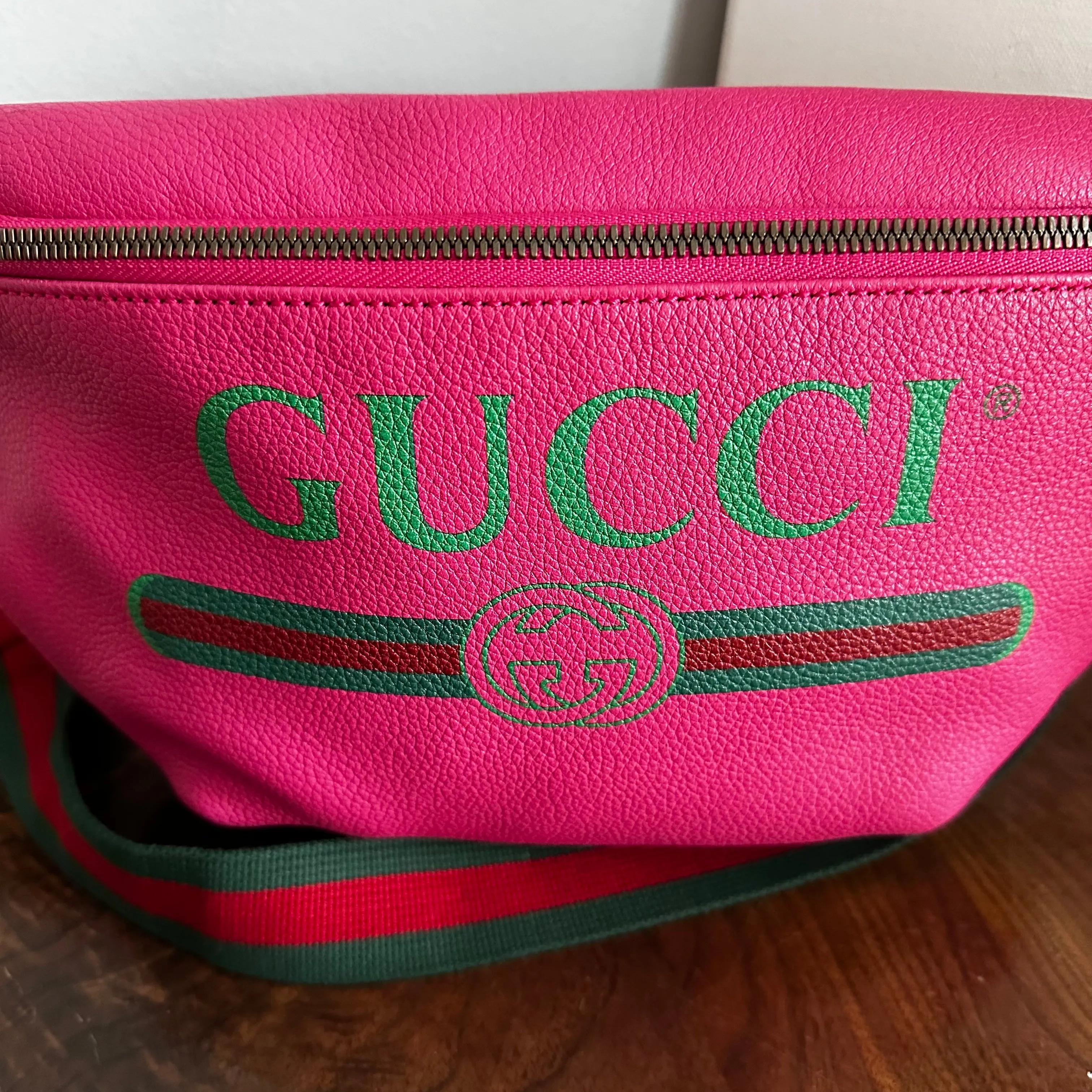 Gucci Sherry Line Pink Leather Sling Bag/Fanny Pack/Bumbag