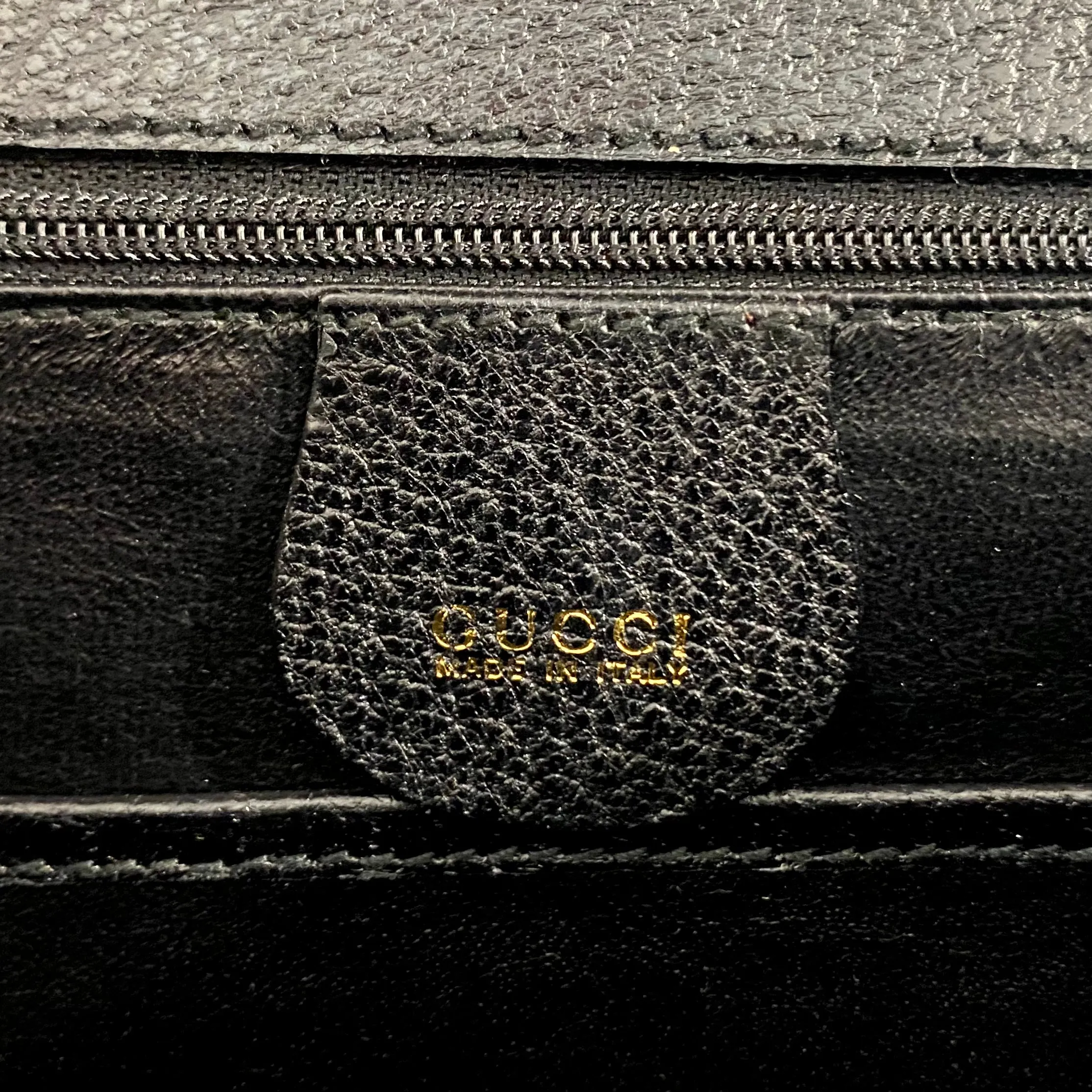Gucci Vintage Black Bamboo Handle Bag