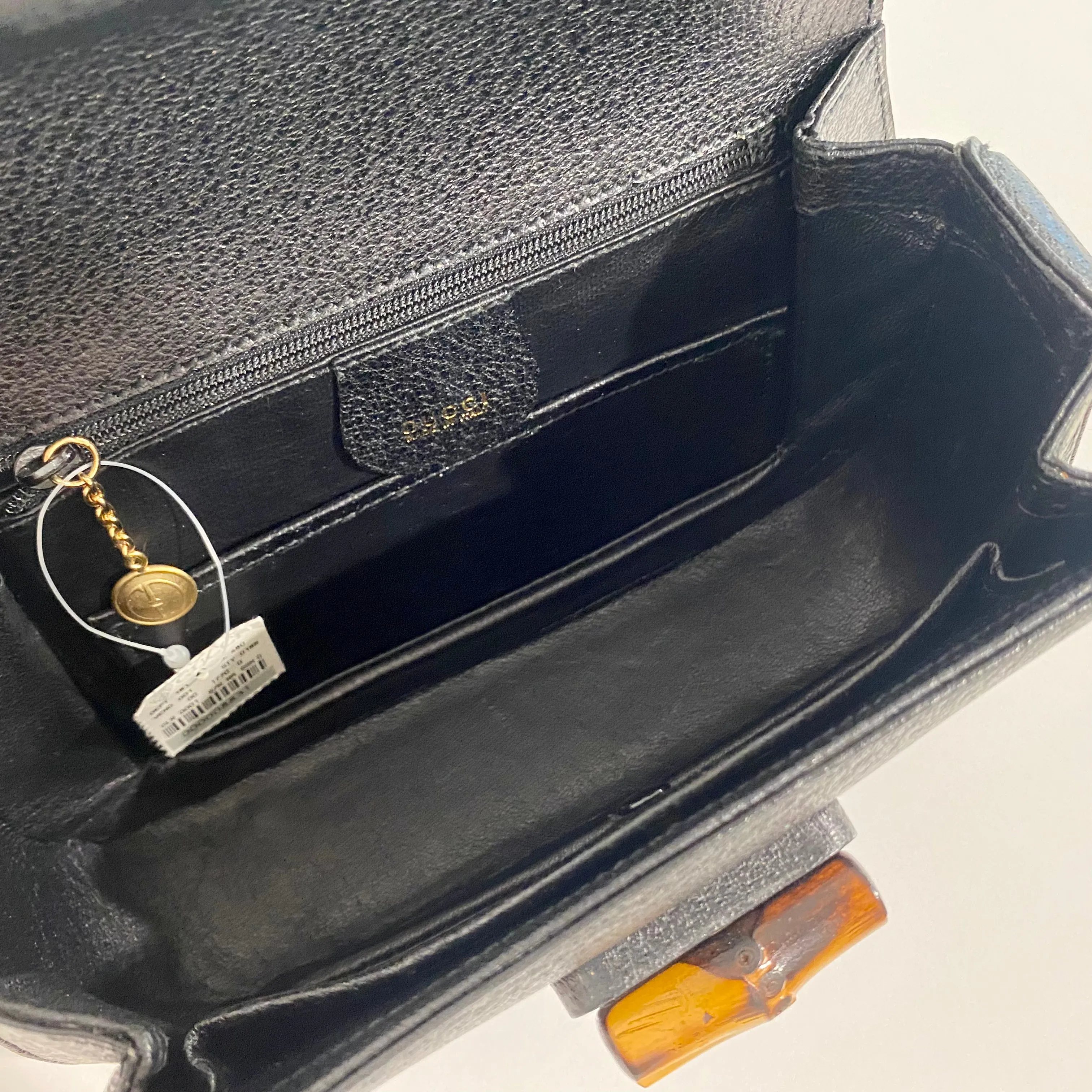 Gucci Vintage Black Bamboo Handle Bag