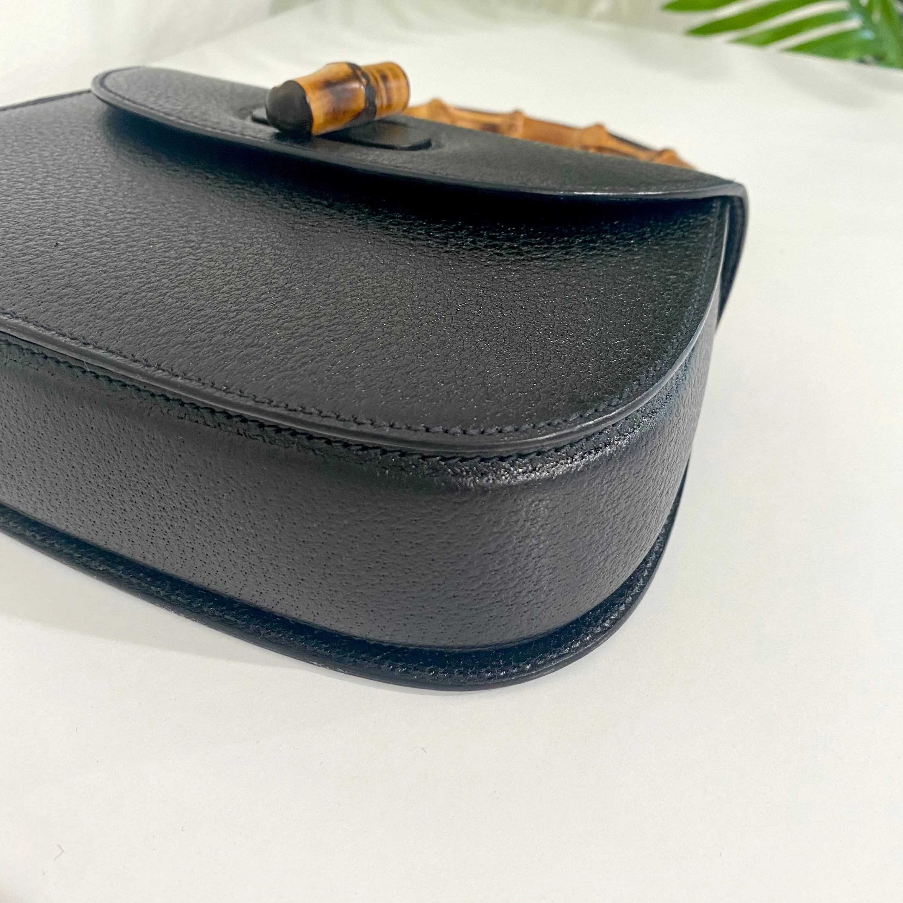 Gucci Vintage Black Bamboo Handle Bag
