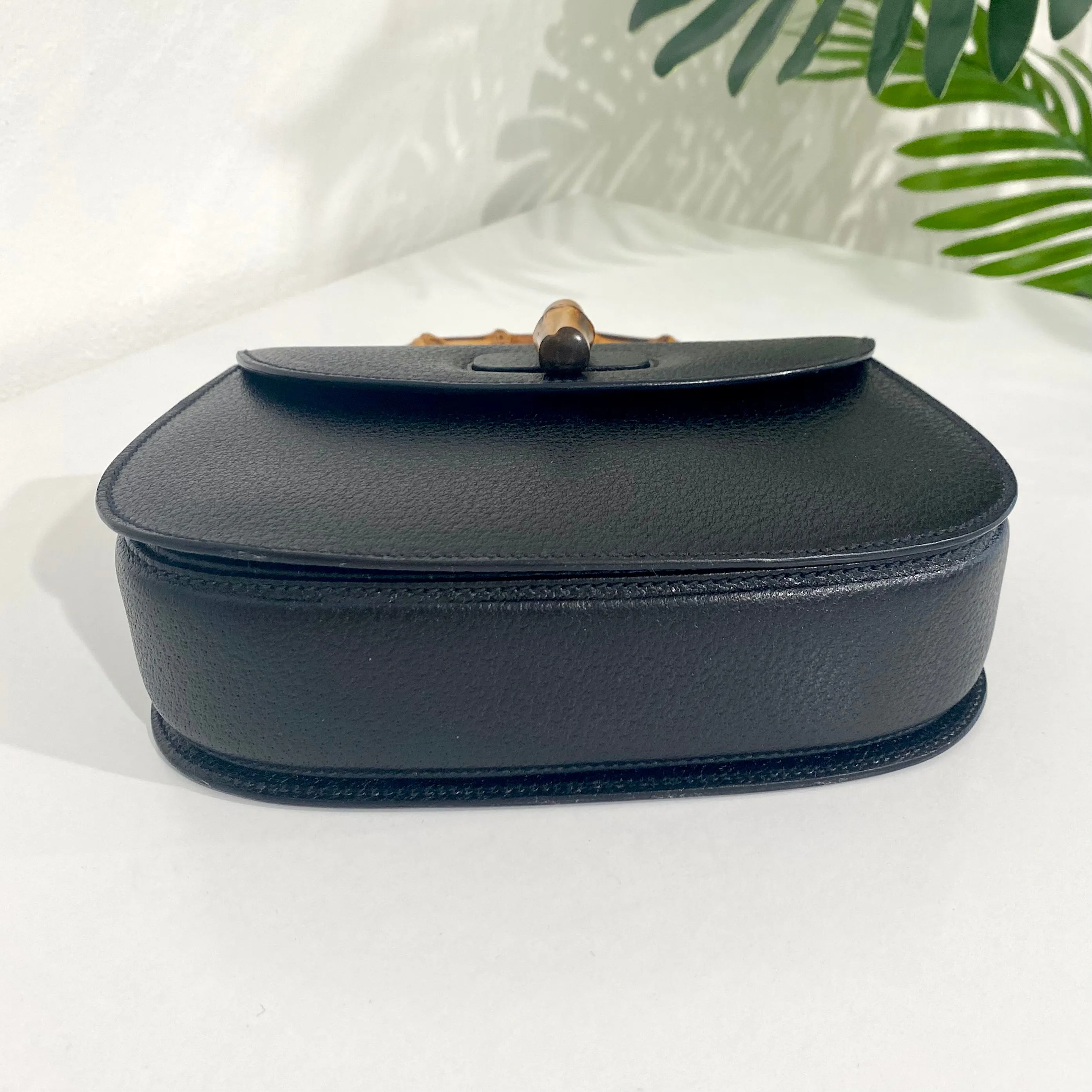 Gucci Vintage Black Bamboo Handle Bag