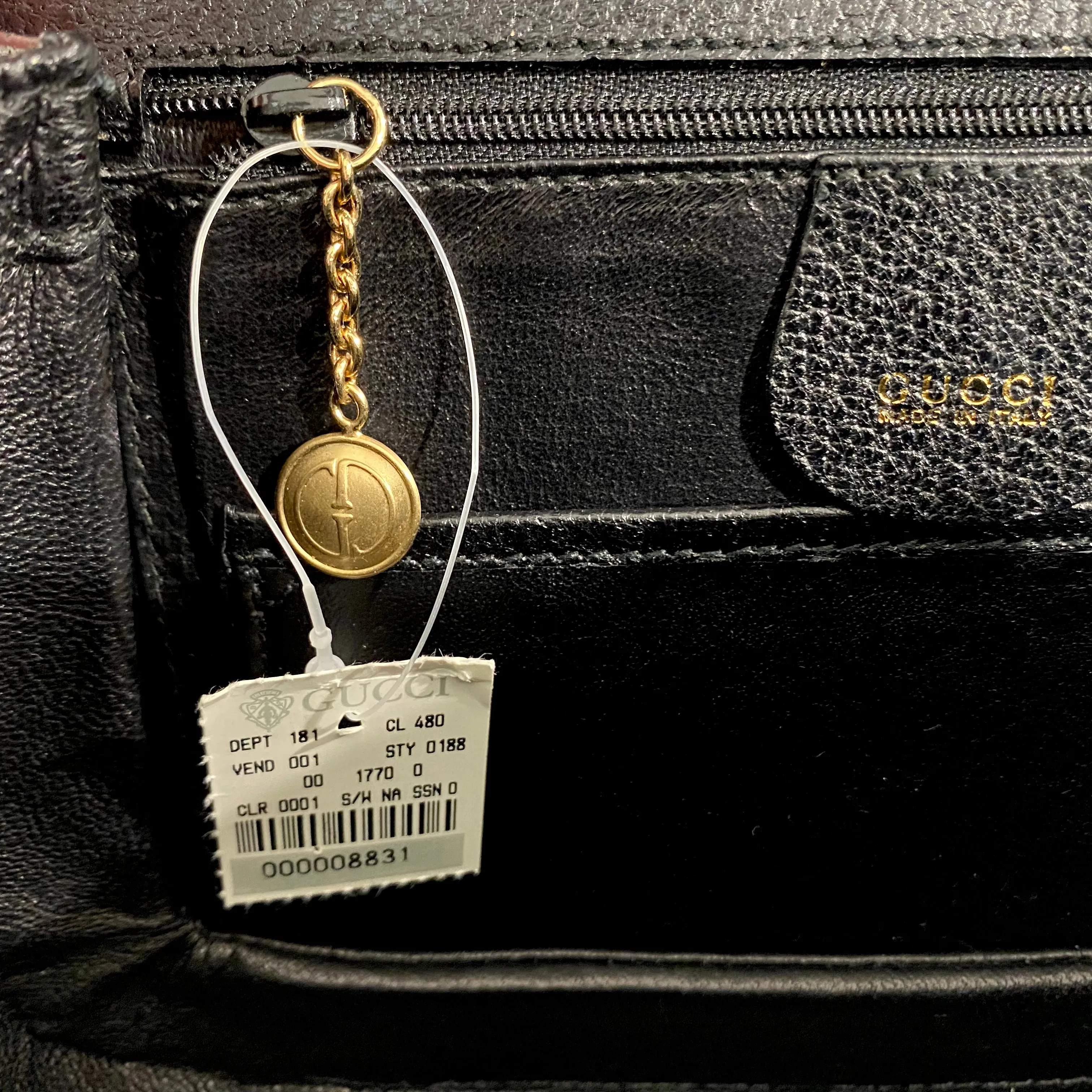 Gucci Vintage Black Bamboo Handle Bag