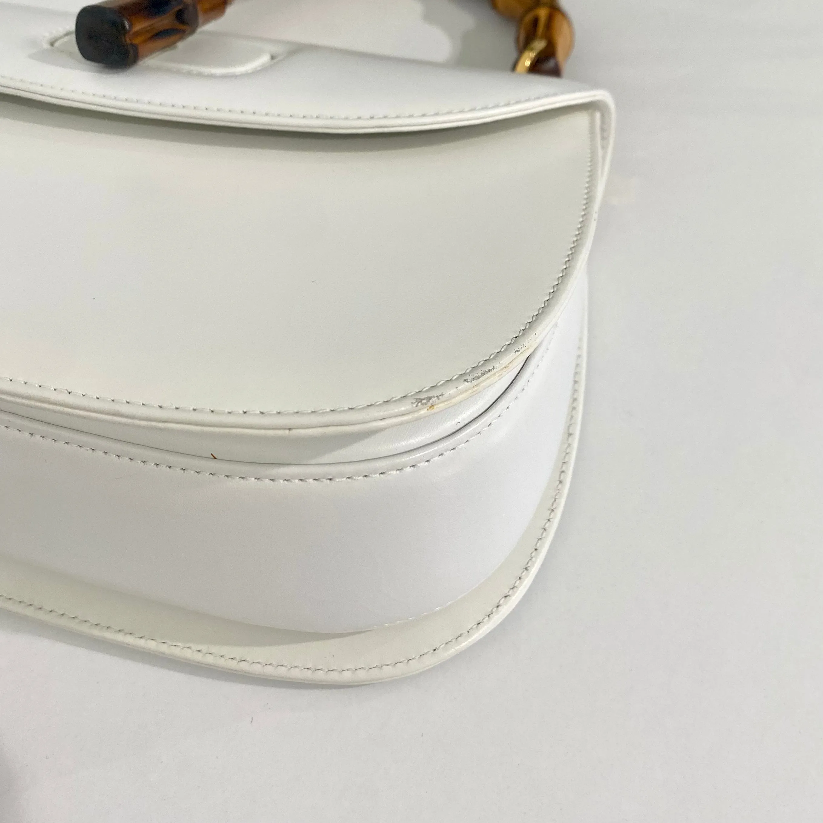Gucci Vintage White Bamboo Handle Bag