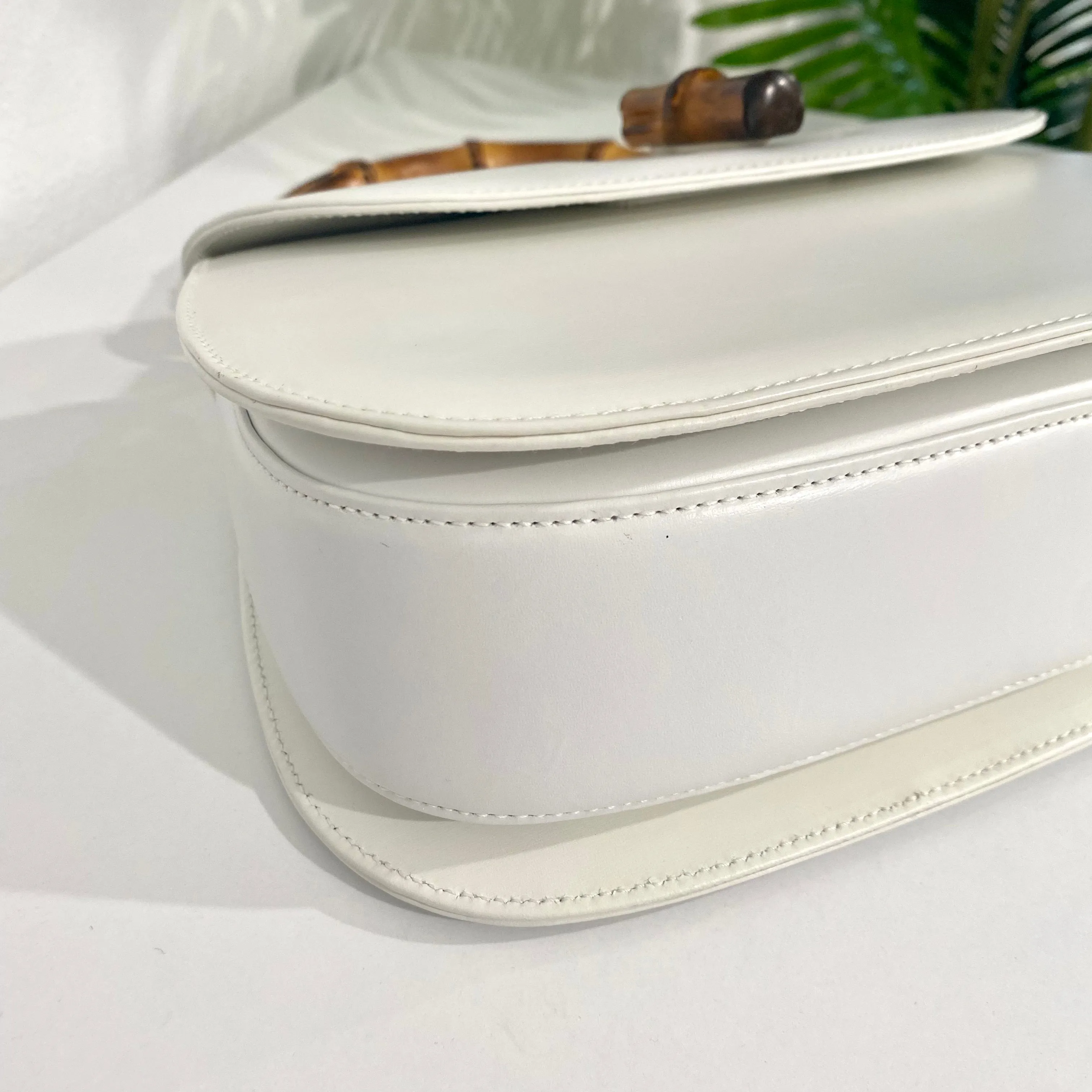 Gucci Vintage White Bamboo Handle Bag