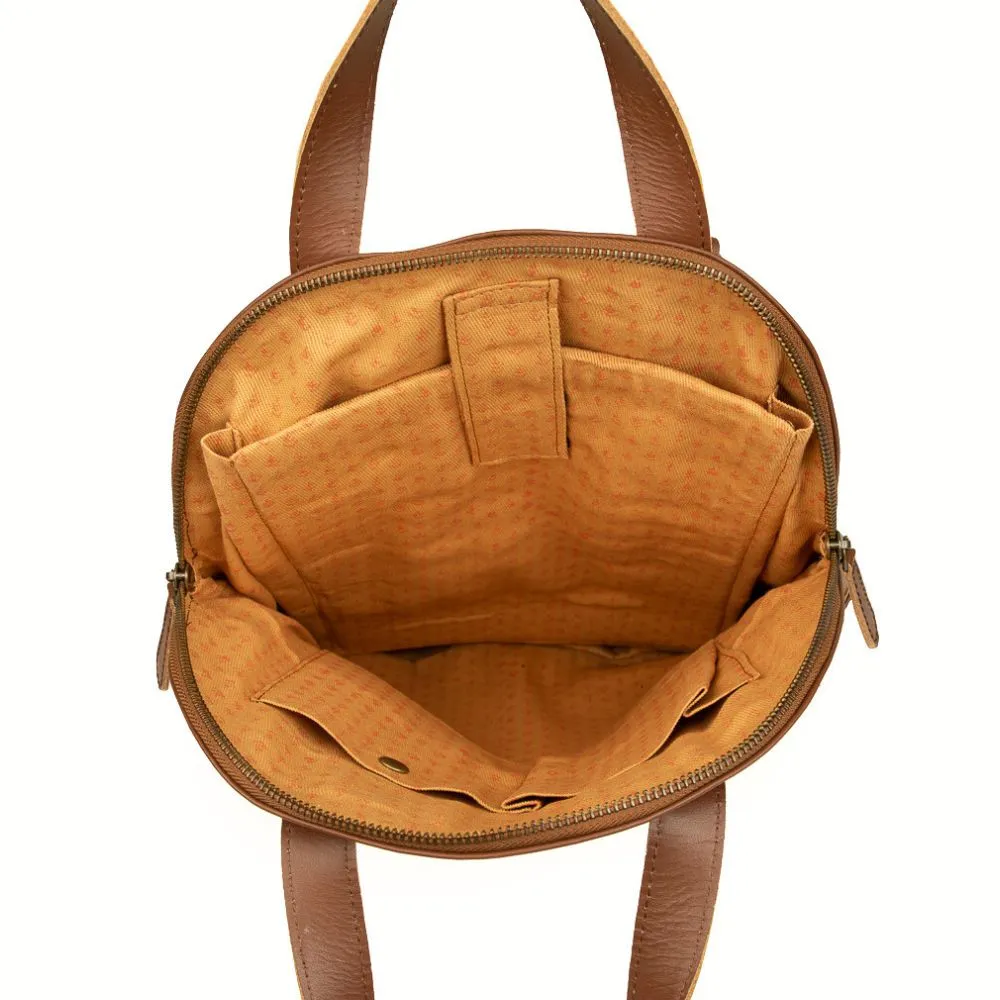 Half-moon Brown Leather Backpack