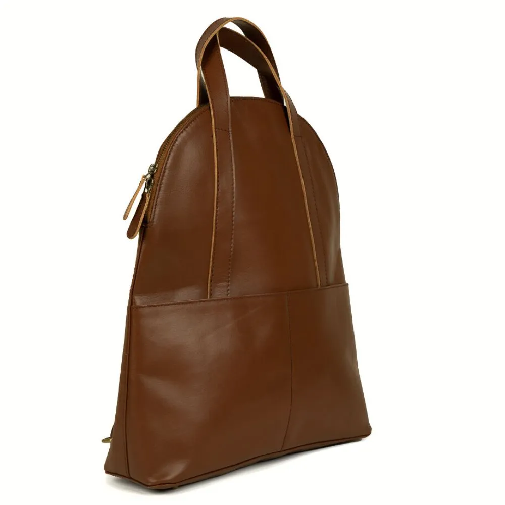 Half-moon Brown Leather Backpack