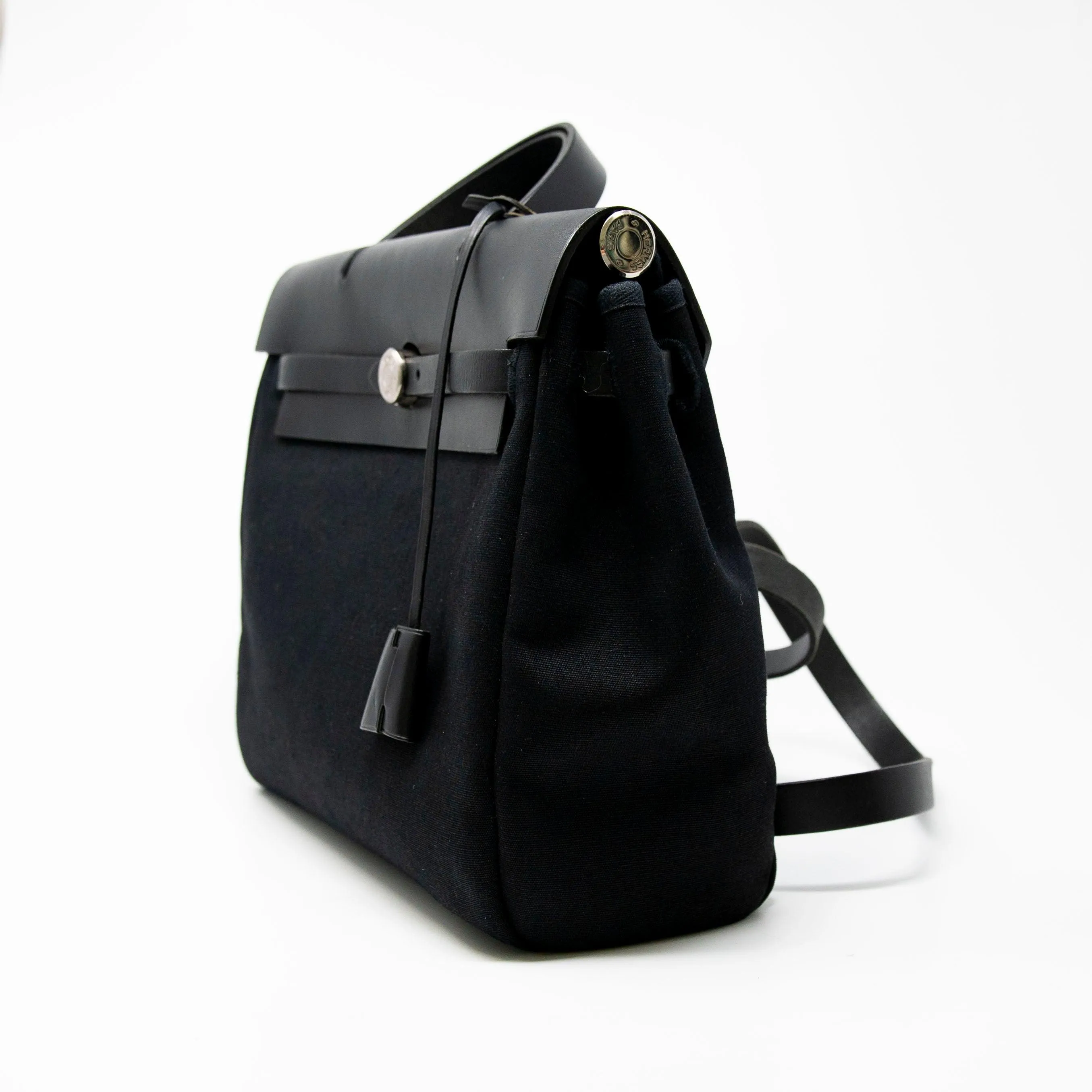 Hermes Noir Toile Herbag Backpack