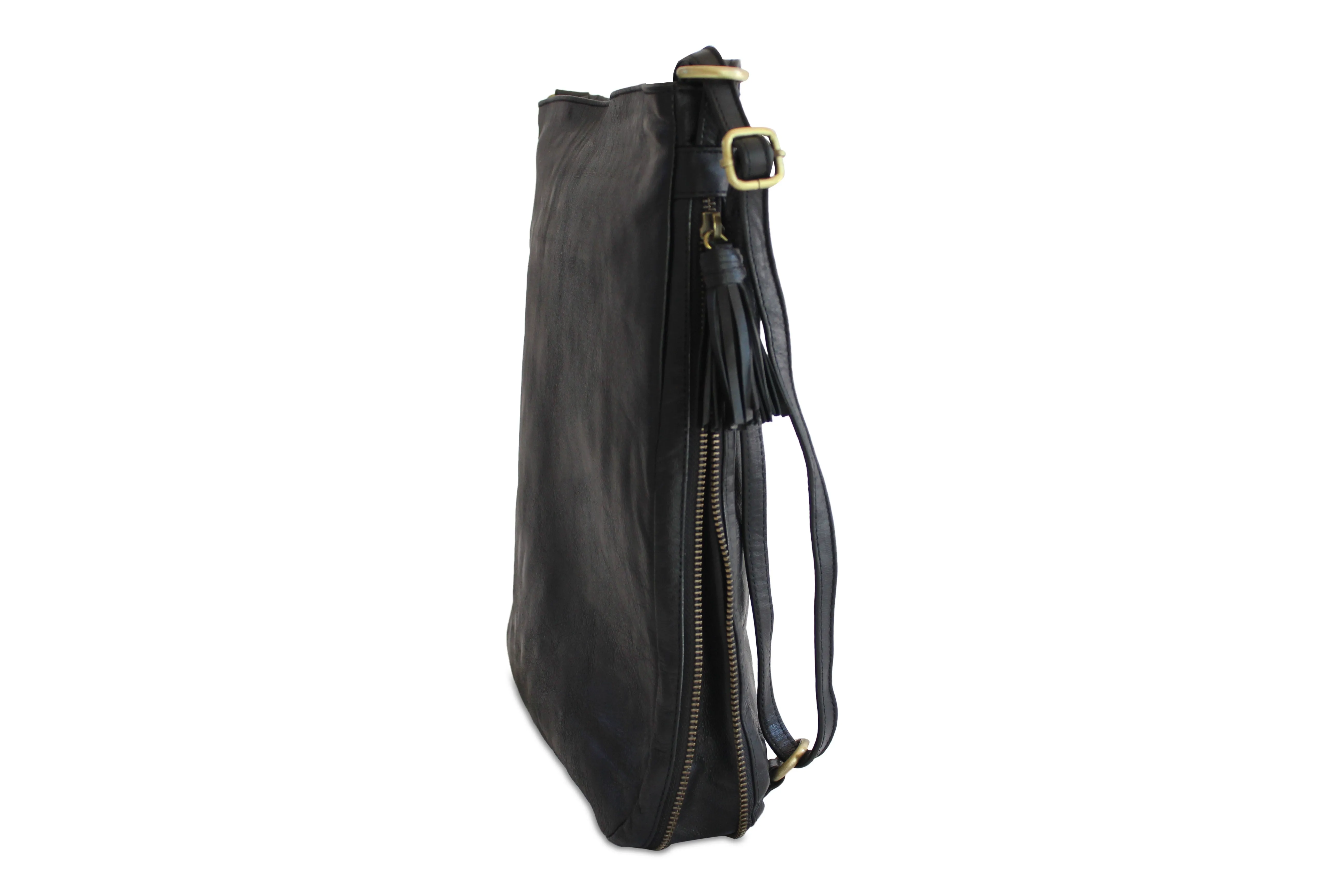 ISABEL LEATHER BACKPACK IN BLACK