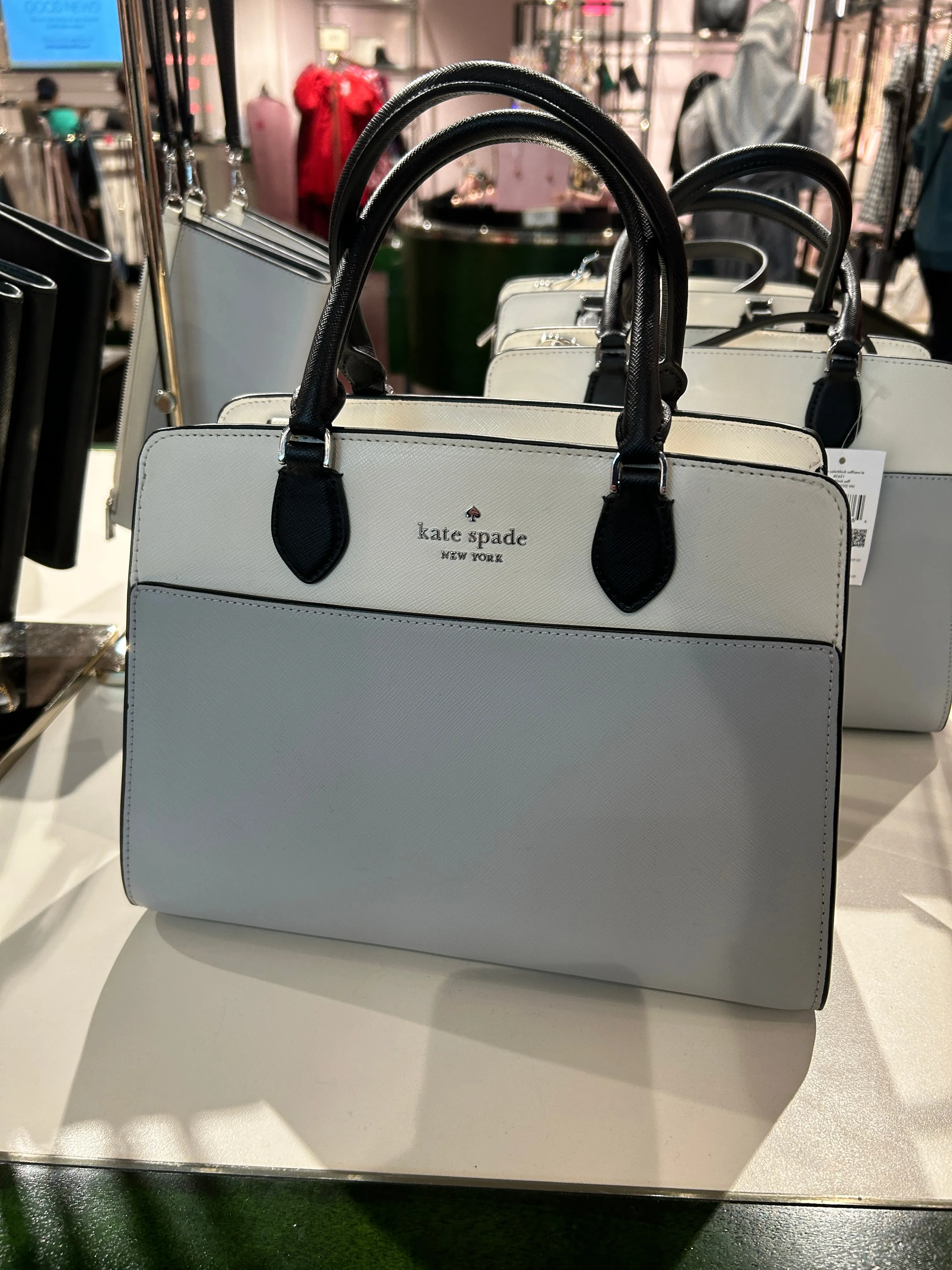 Kate Spade Madison Satchel In Platinum Grey Multi