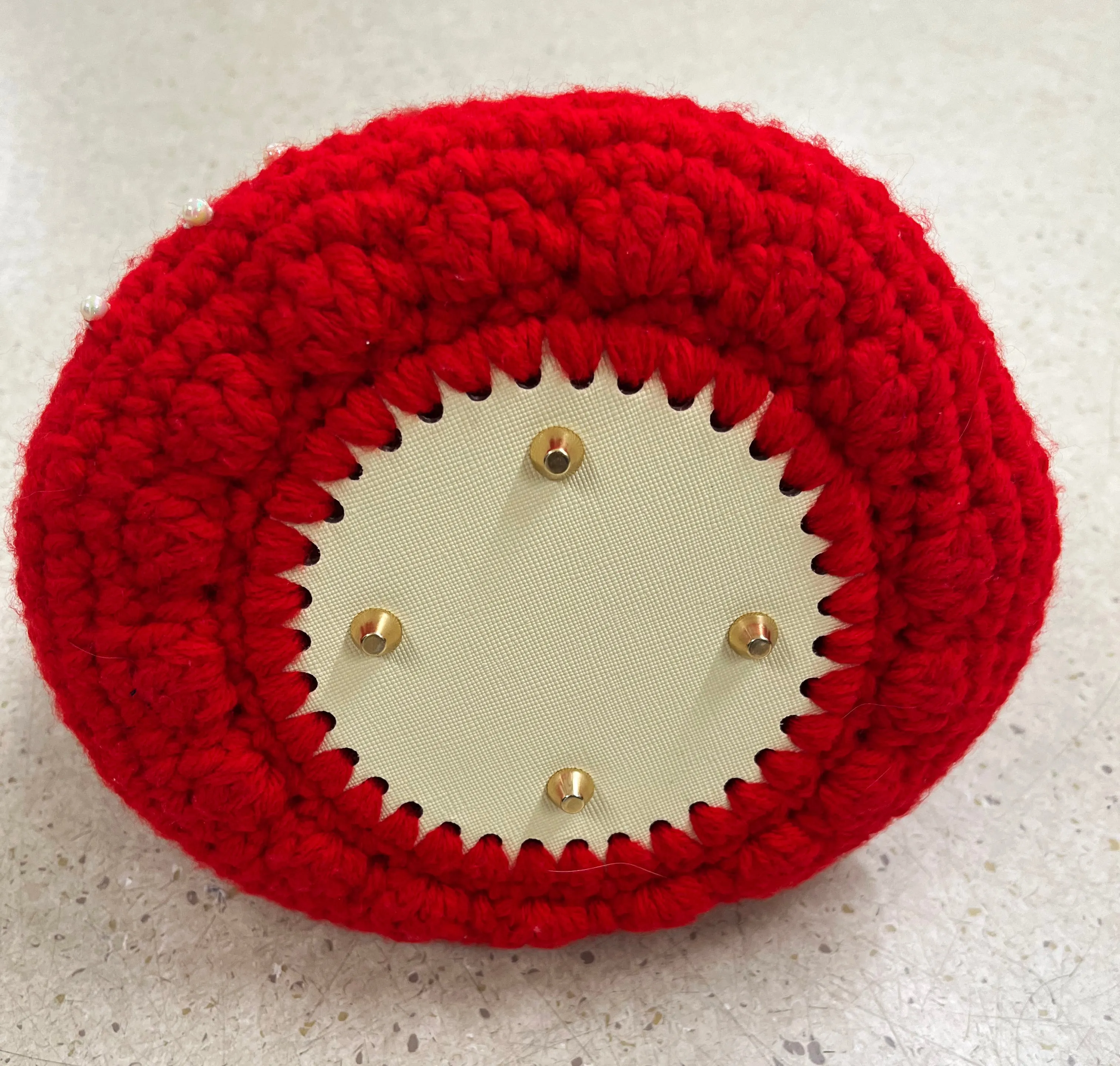 Knitted Fashionable Handbag, Bright Red
