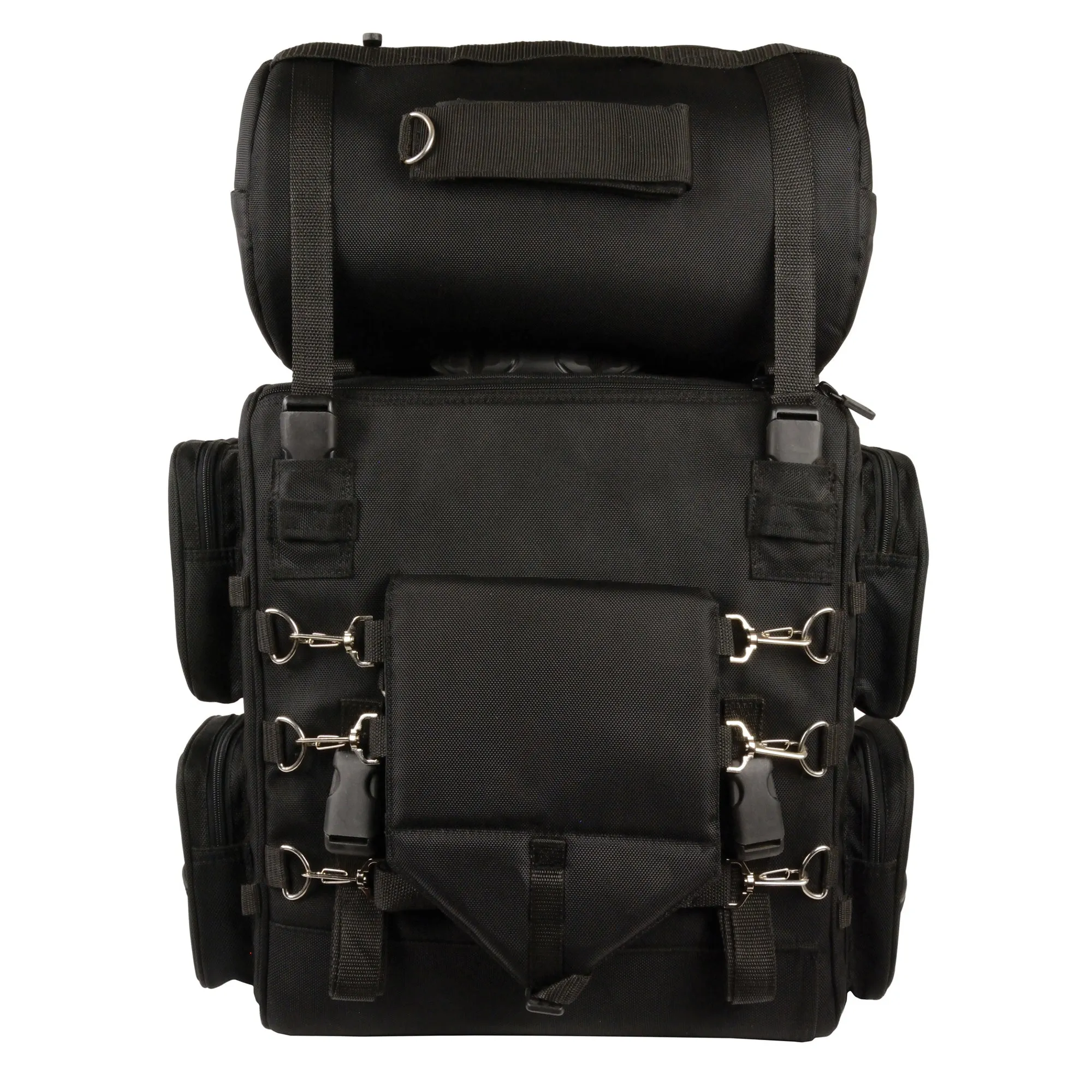 Large Two Piece Nylon Sissy Bar Bag w/ Reflective Piping (14.5X18X10)