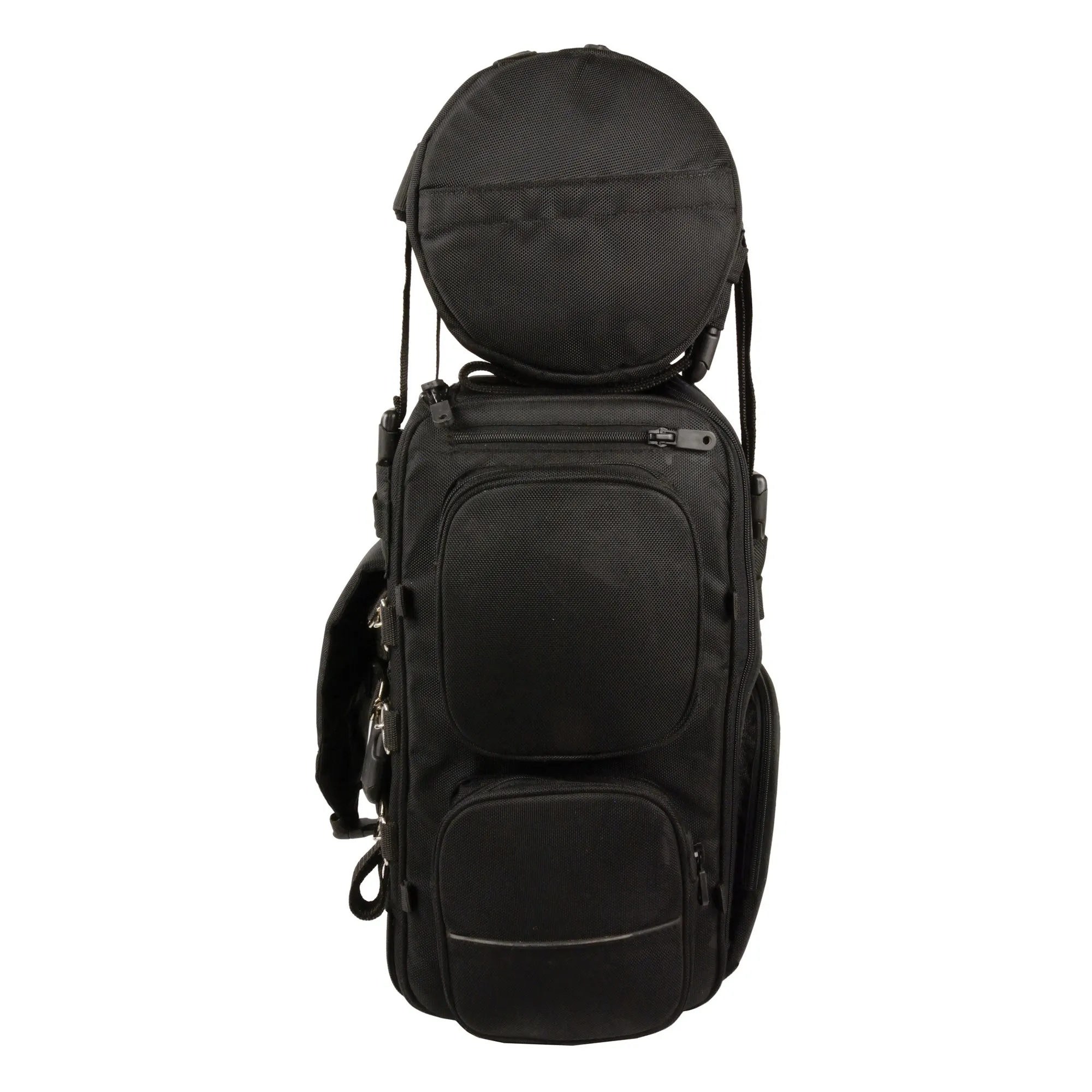 Large Two Piece Nylon Sissy Bar Bag w/ Reflective Piping (14.5X18X10)