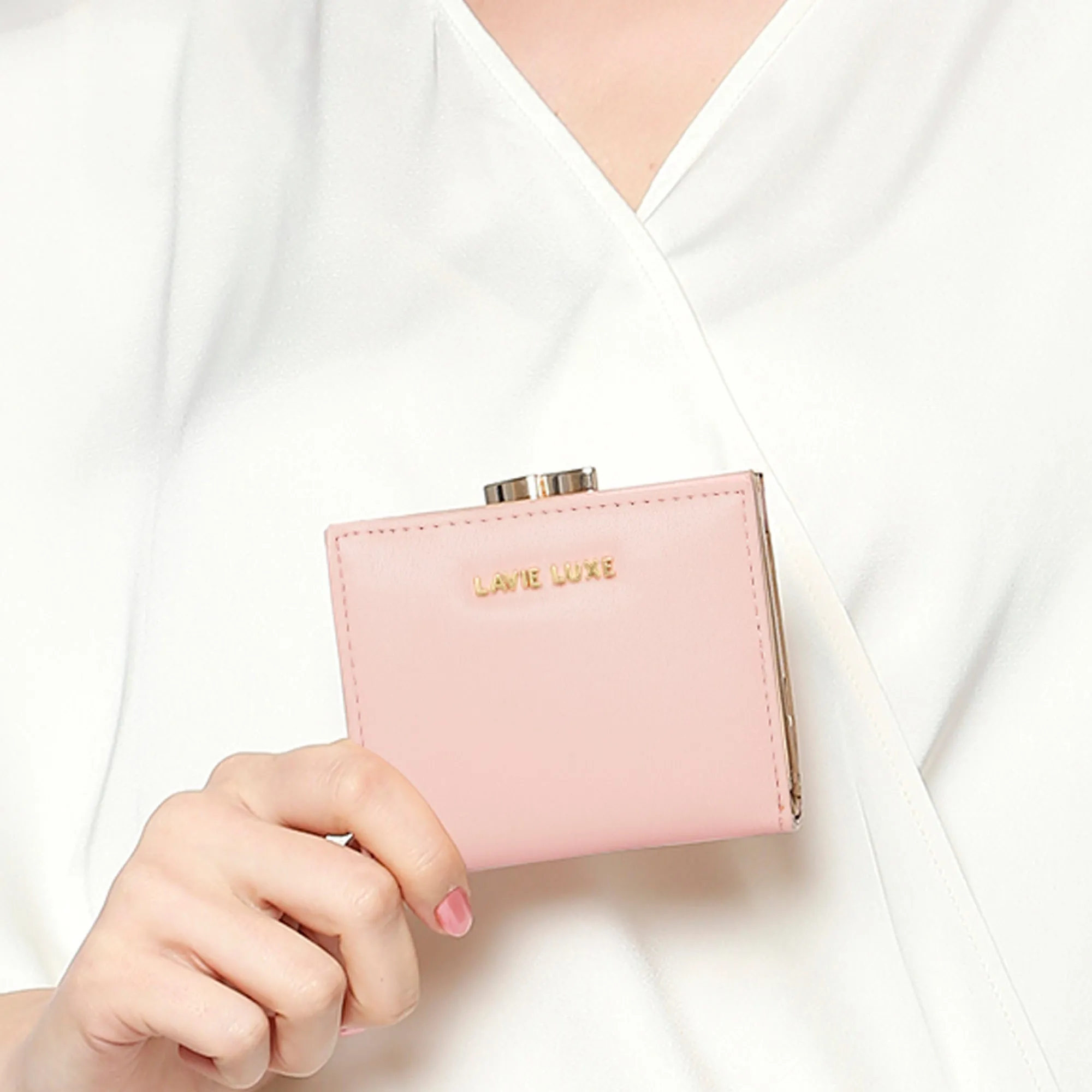 Lavie Luxe Light Pink Small Women's Frame Wallet