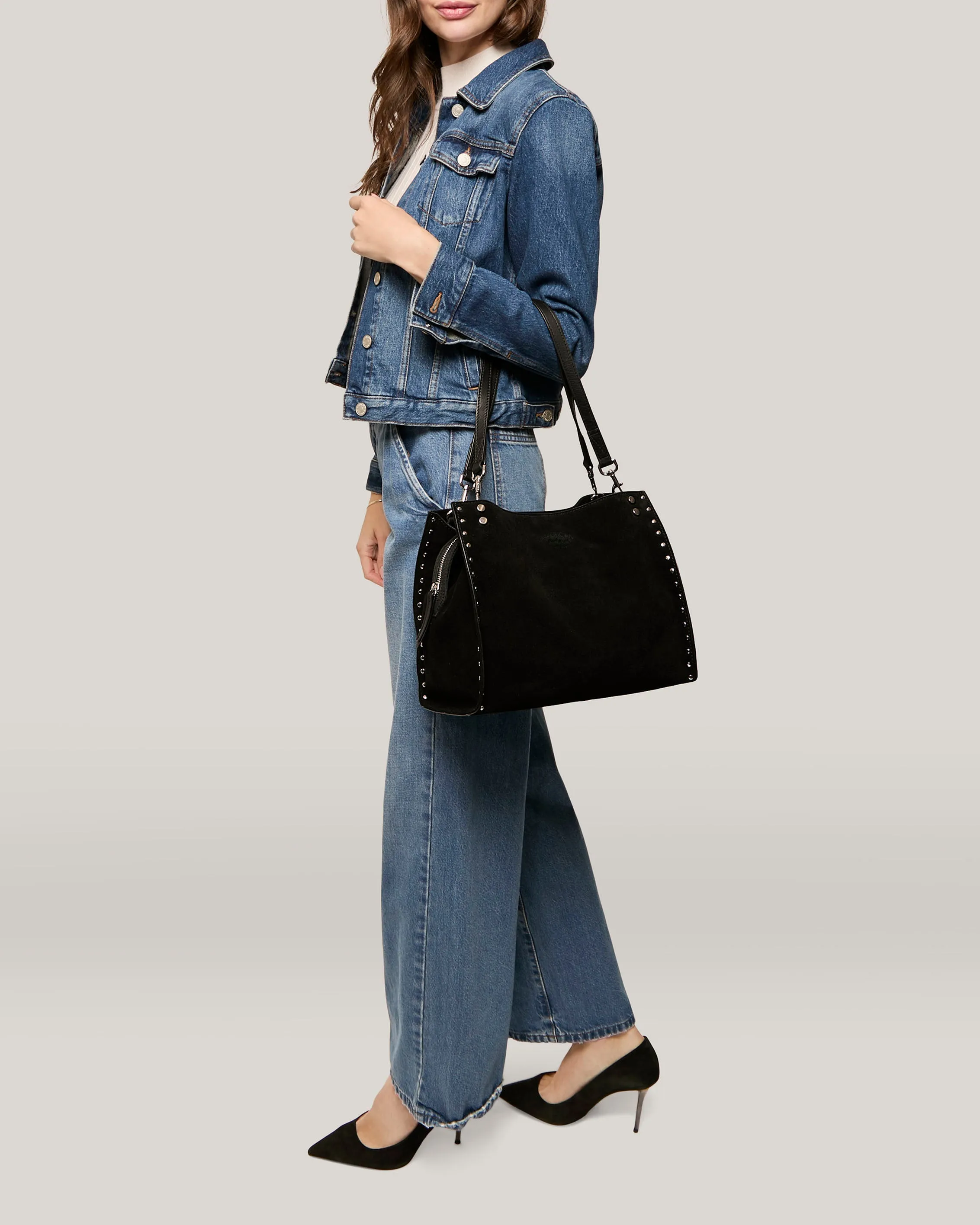 Lenox Studded Triple Entry Satchel