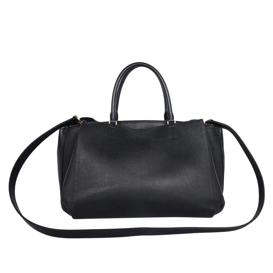 Lockmeto Leather Satchel Crossbody Bag Black  (Authentic Pre-Owned)