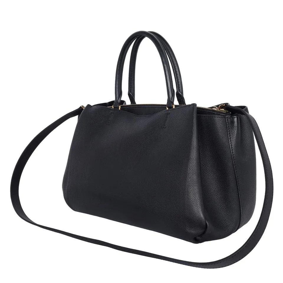 Lockmeto Leather Satchel Crossbody Bag Black  (Authentic Pre-Owned)