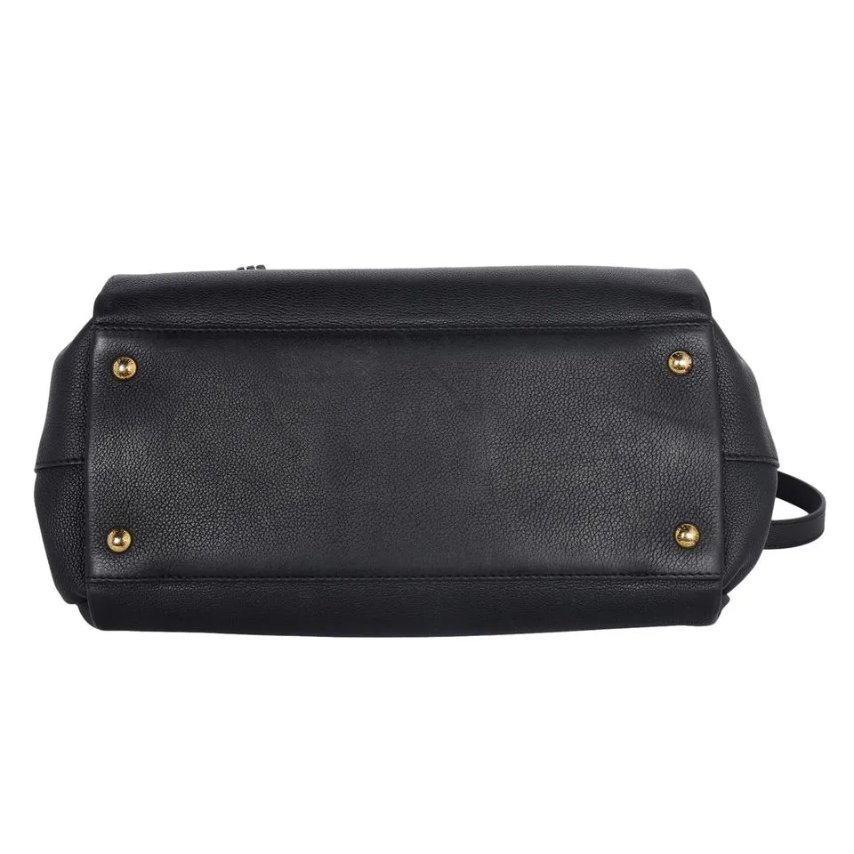 Lockmeto Leather Satchel Crossbody Bag Black  (Authentic Pre-Owned)