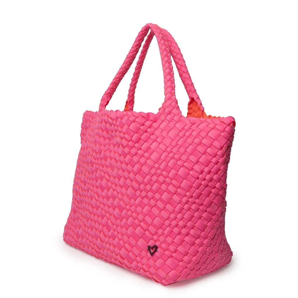 London Large Woven Tote - Pink & Orange