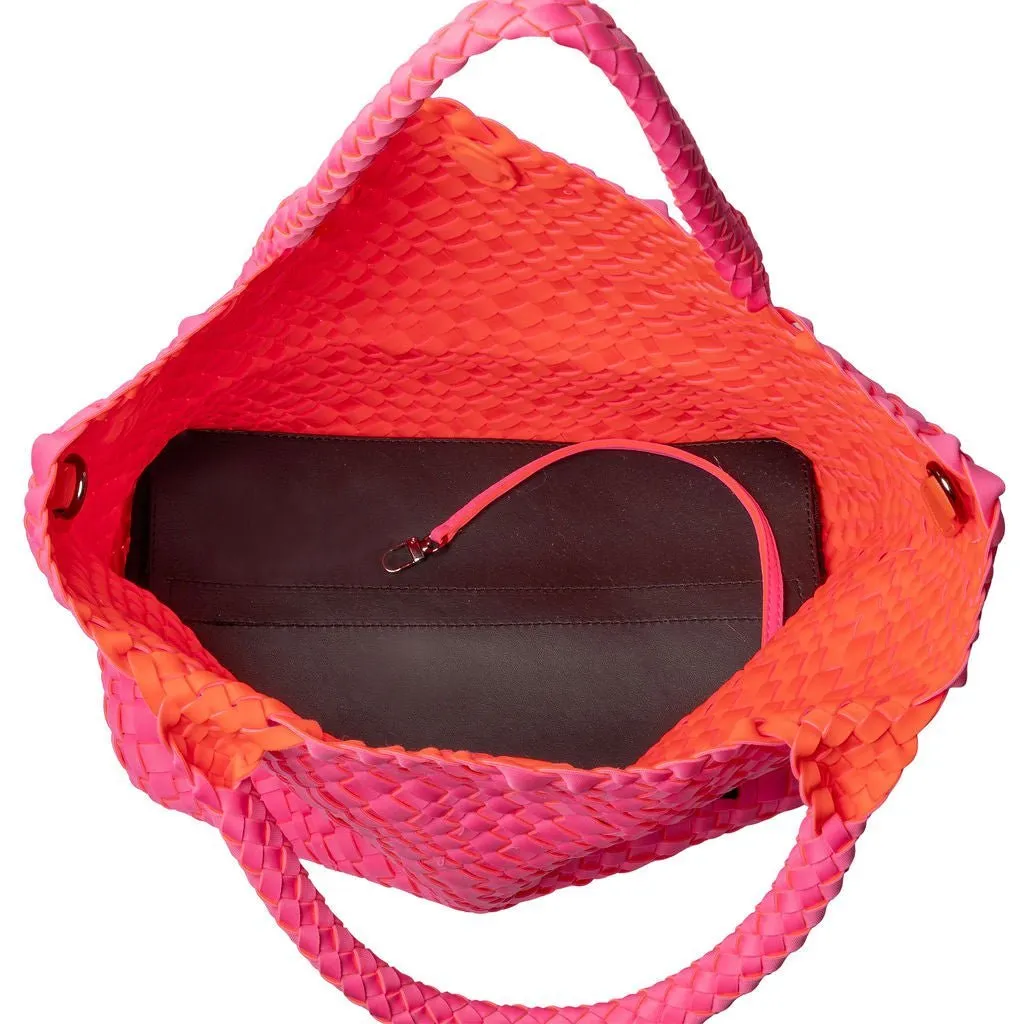 London Large Woven Tote - Pink & Orange