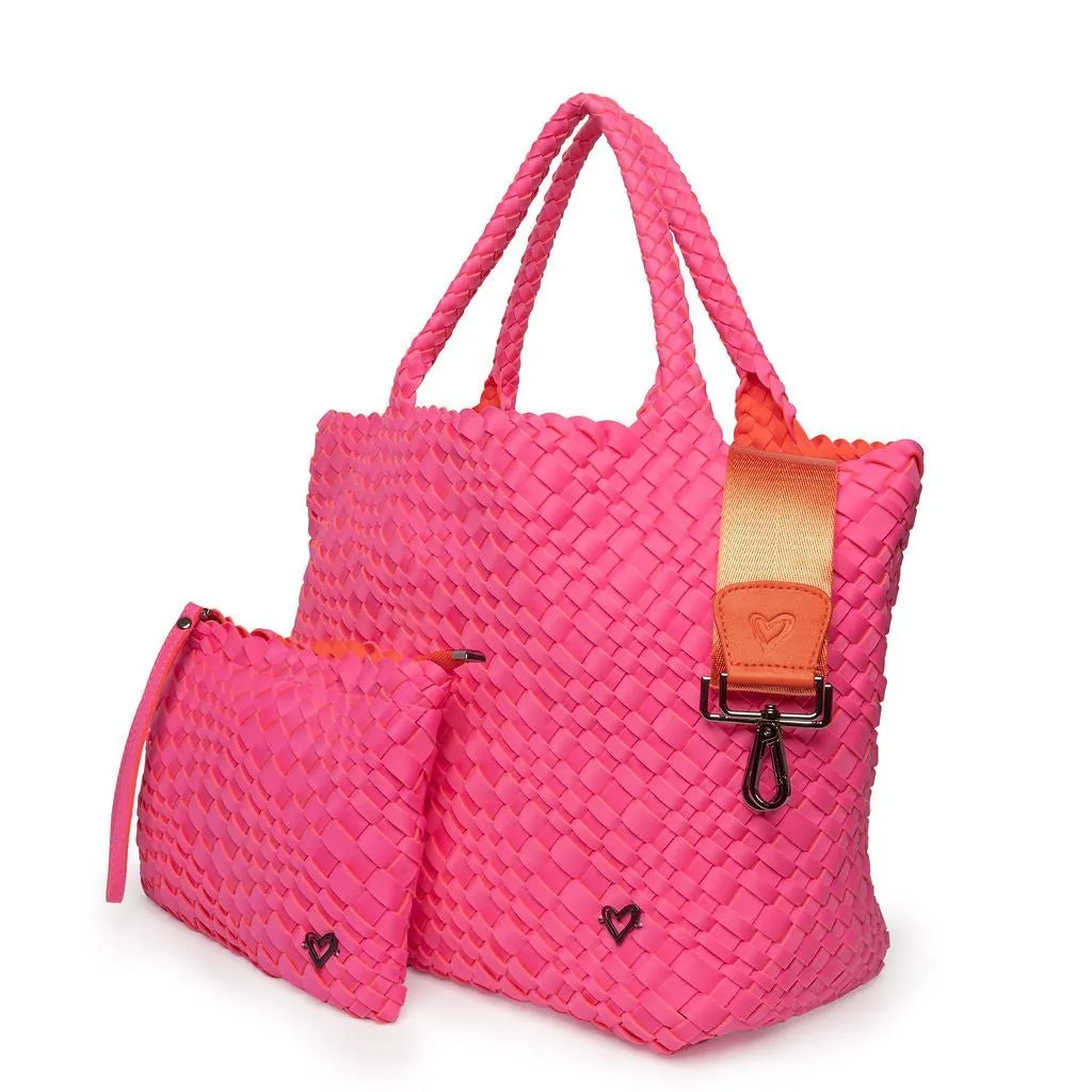 London Large Woven Tote - Pink & Orange