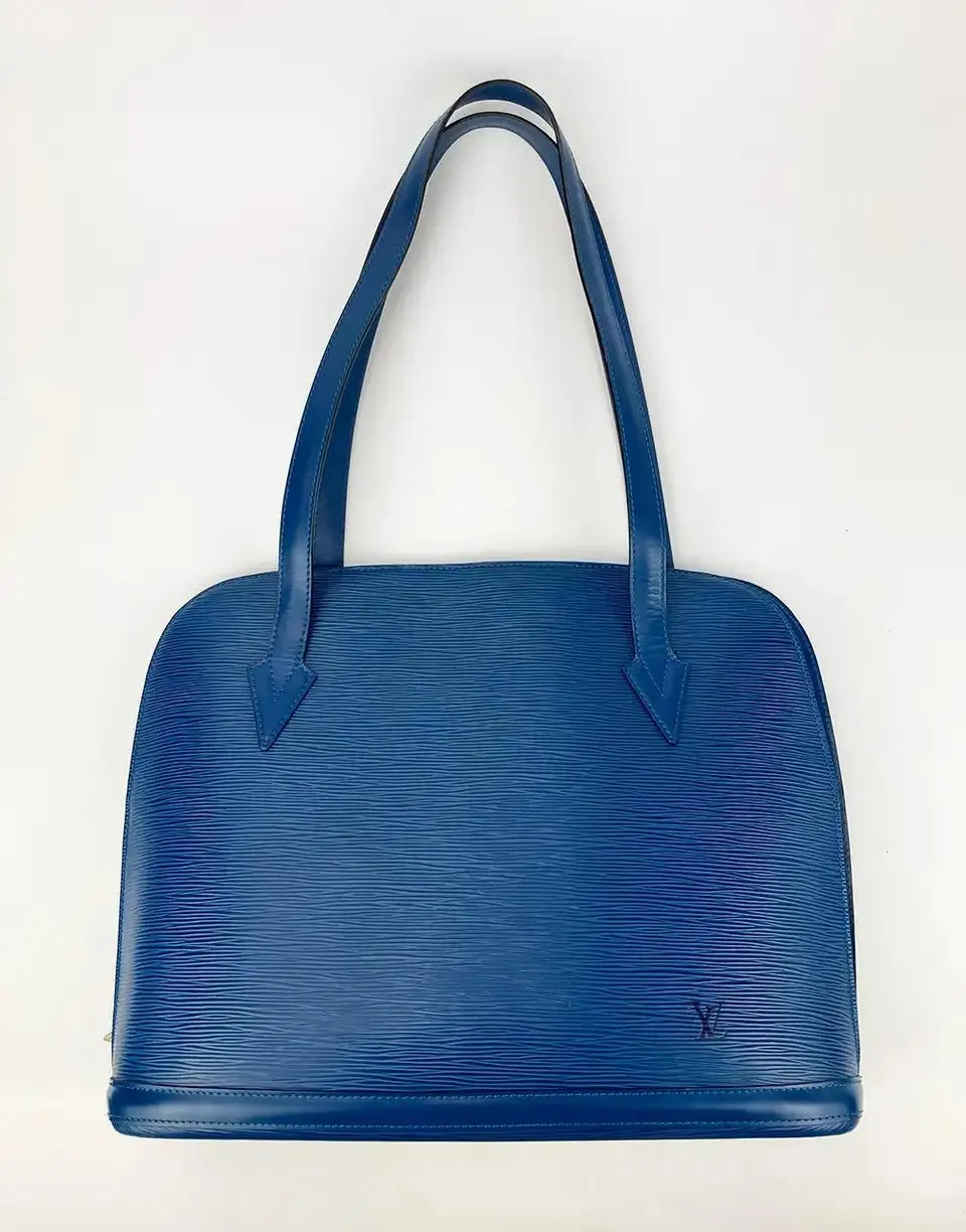 Louis Vuitton Blue Epi Lussac Tote Pochette Wallet and Jewelry Pouch