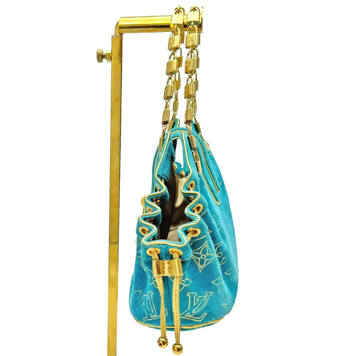 LOUIS VUITTON Limited Edition Suede Monogram Theda PM - Turquoise New in Box