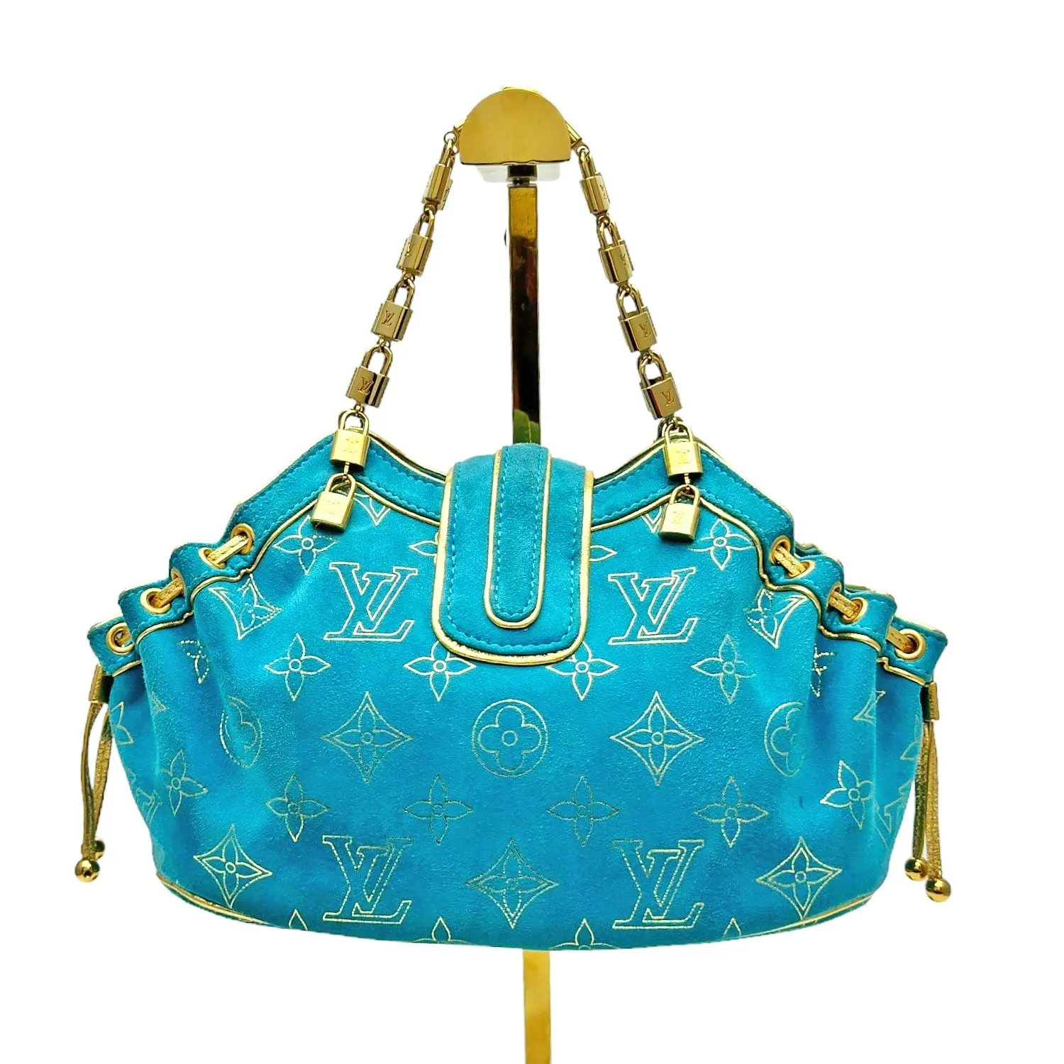 LOUIS VUITTON Limited Edition Suede Monogram Theda PM - Turquoise New in Box