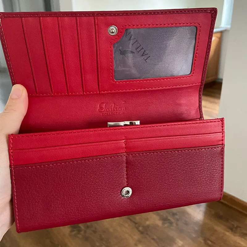 Luxury Women&#39;s Wallets Brand Designer Long Wallet Female Leather Purse ID Card Holder Women Purses Ladies Clutch Phone Carteiras