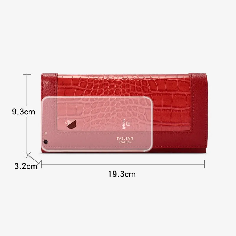 Luxury Women&#39;s Wallets Brand Designer Long Wallet Female Leather Purse ID Card Holder Women Purses Ladies Clutch Phone Carteiras