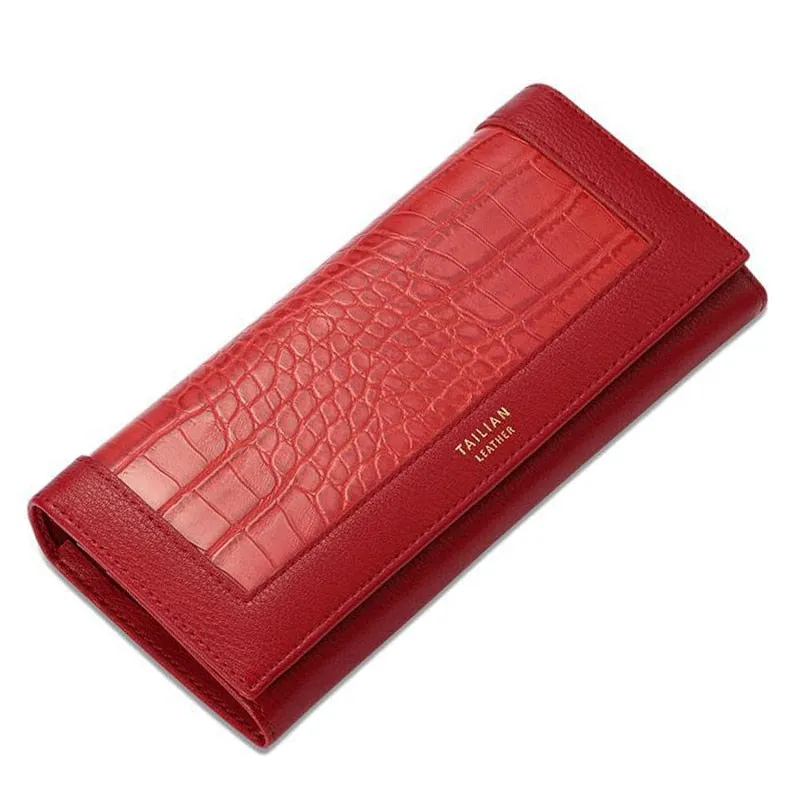 Luxury Women&#39;s Wallets Brand Designer Long Wallet Female Leather Purse ID Card Holder Women Purses Ladies Clutch Phone Carteiras