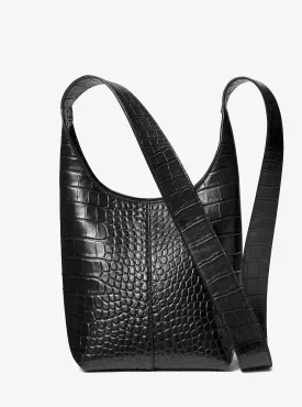 Michael Kors Mini Crocodile Leather Dede Hobo Bag, Black