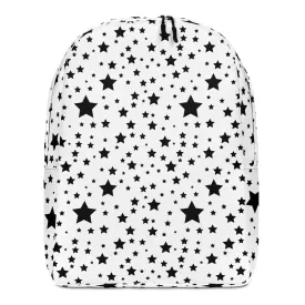 Minimalist Backpack Stars Design White and Black