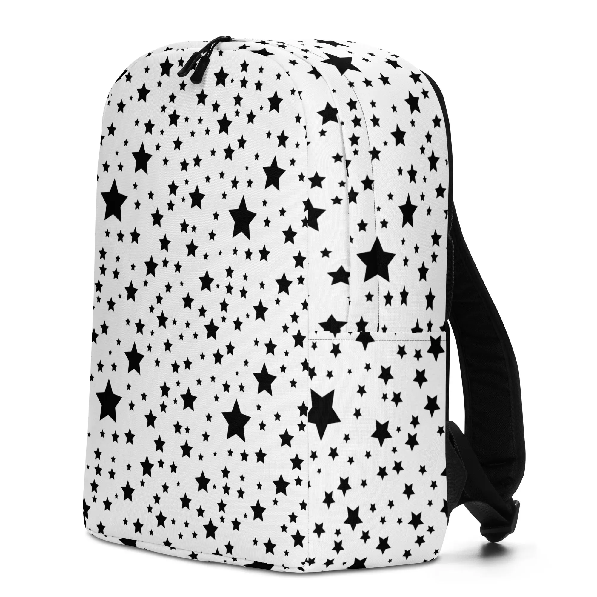 Minimalist Backpack Stars Design White and Black