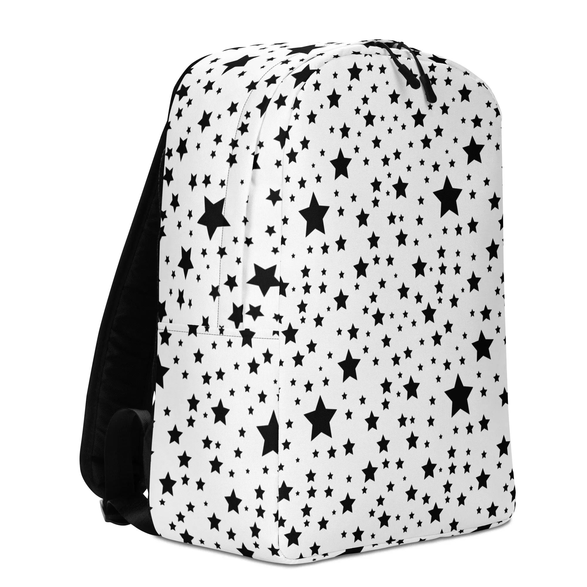 Minimalist Backpack Stars Design White and Black