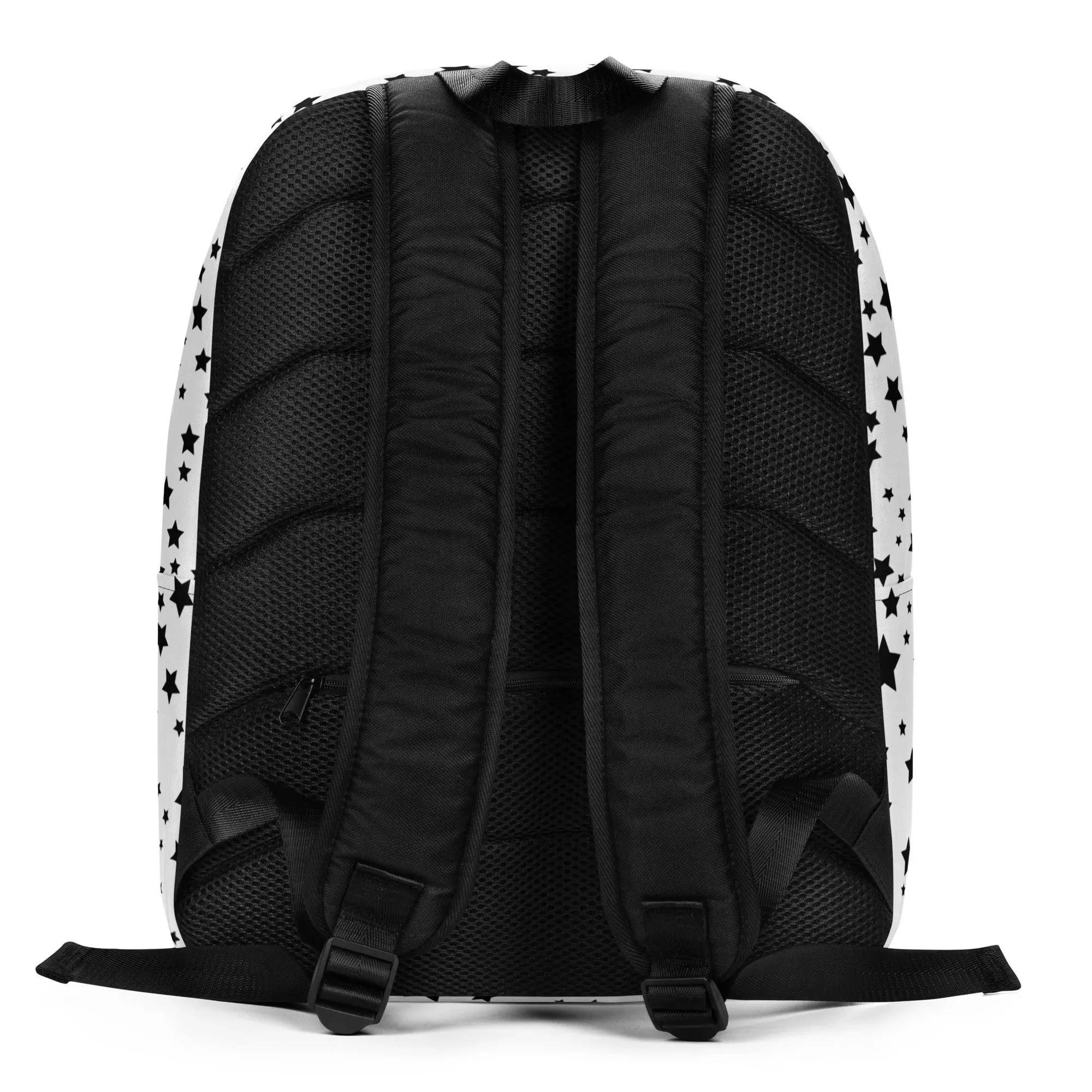 Minimalist Backpack Stars Design White and Black
