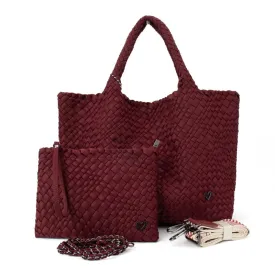 NEW: London Large Woven Tote - Wine