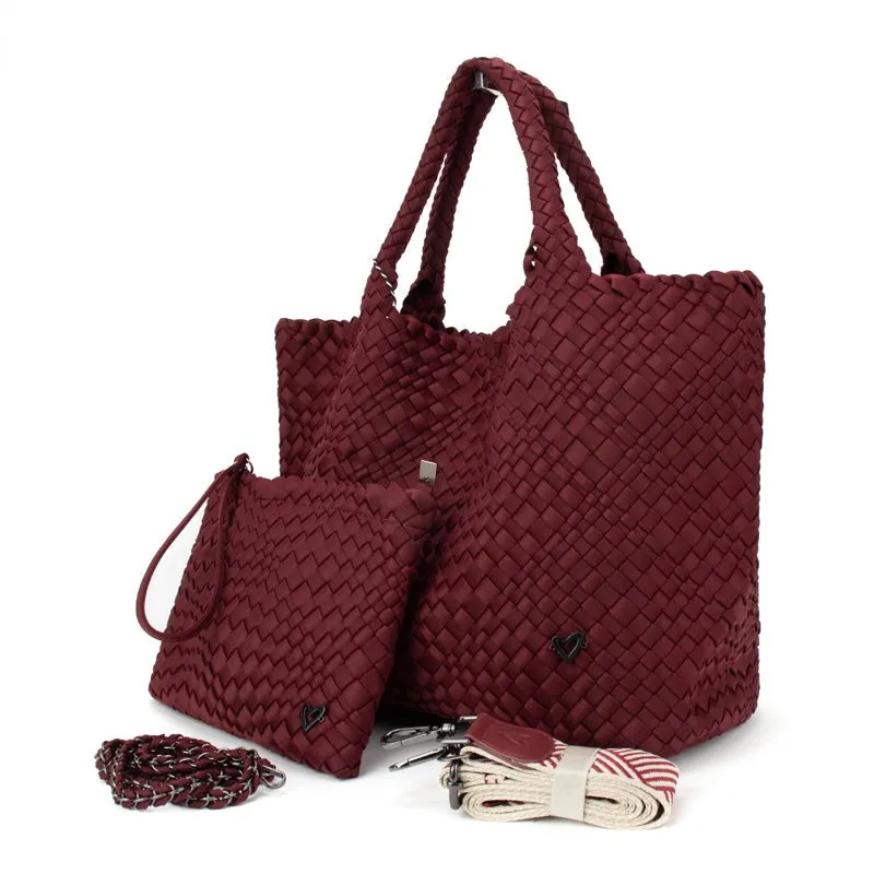 NEW: London Large Woven Tote - Wine
