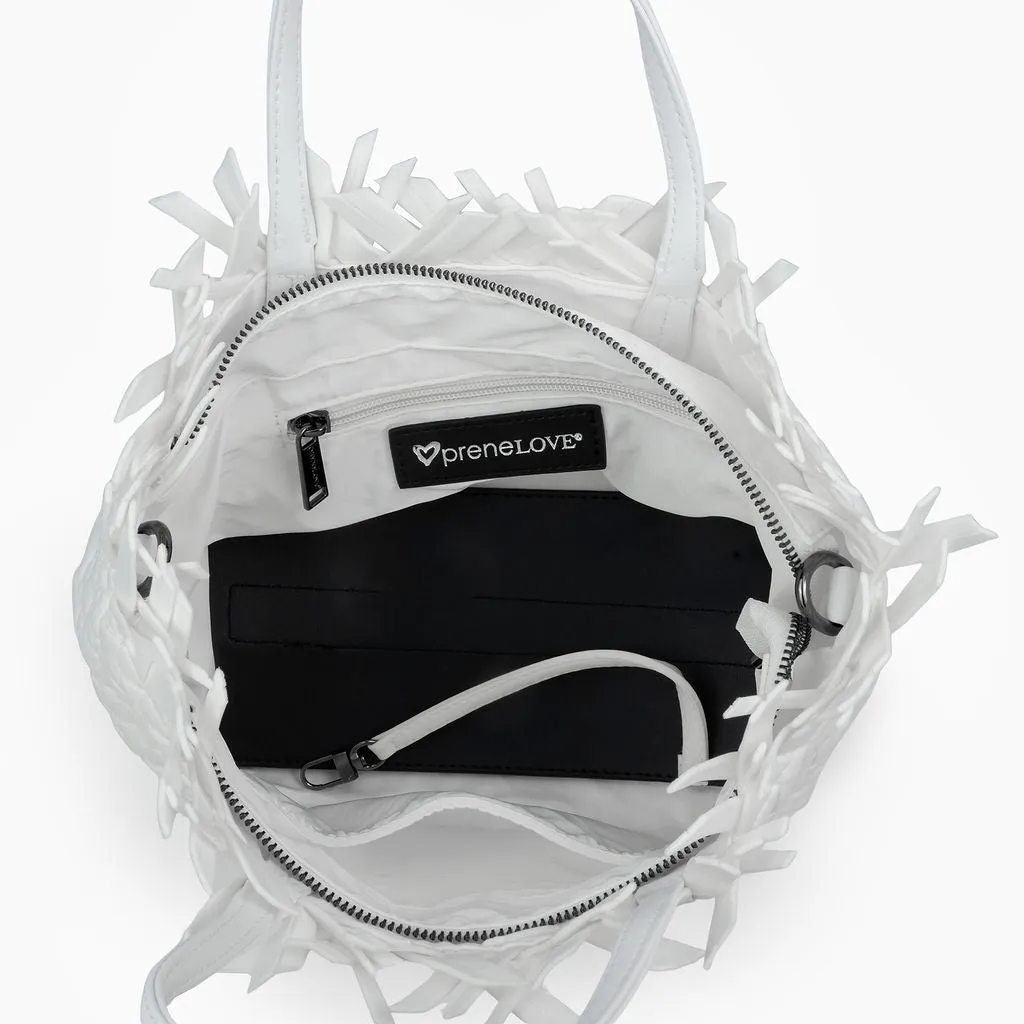NEW: Taunton Small Woven Tote (Fringed Top) - White