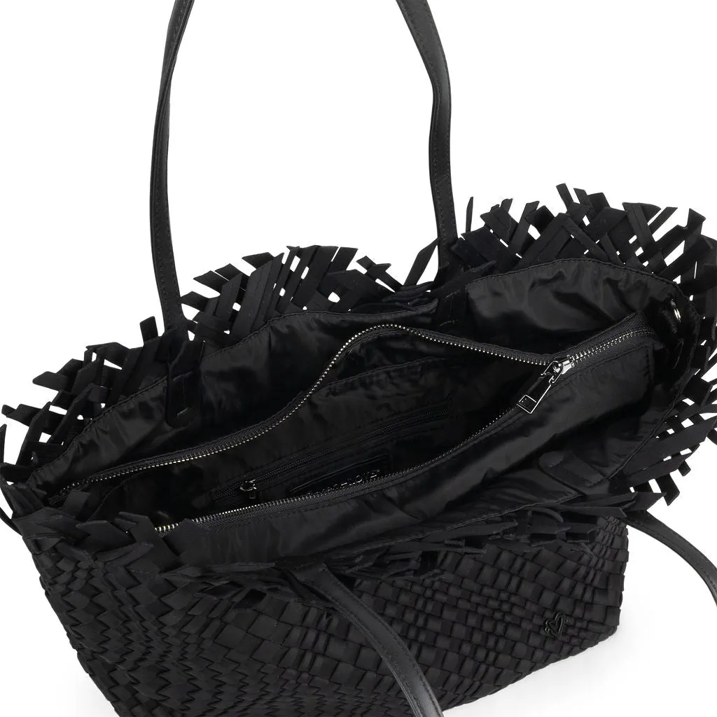 NEW: Vulcan Woven Large Tote (Fringed Top) - Black