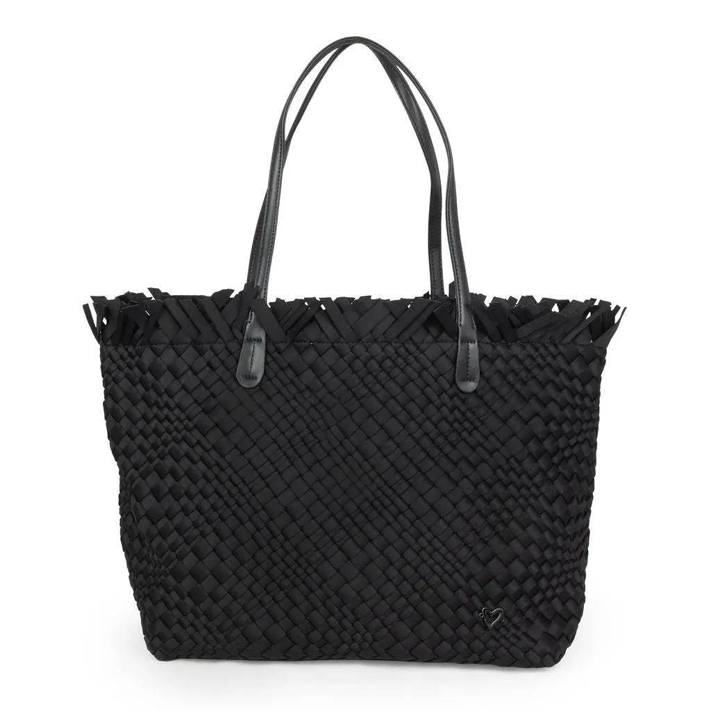 NEW: Vulcan Woven Large Tote (Fringed Top) - Black