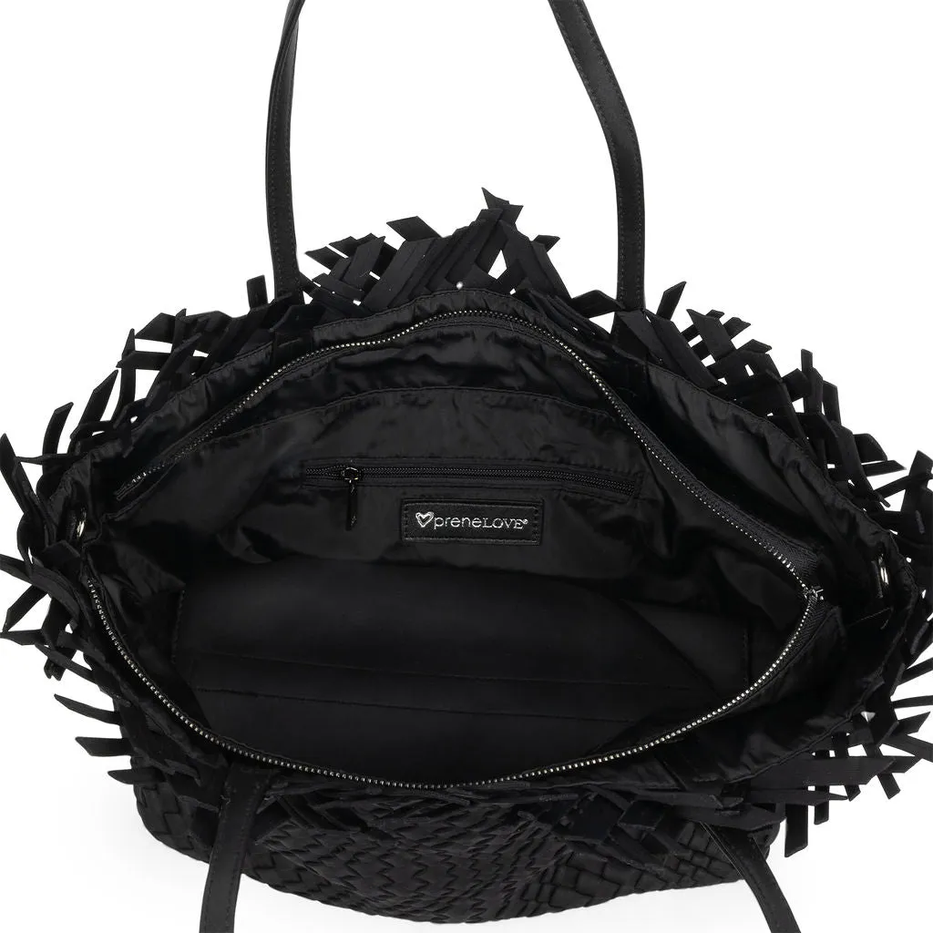 NEW: Vulcan Woven Large Tote (Fringed Top) - Black