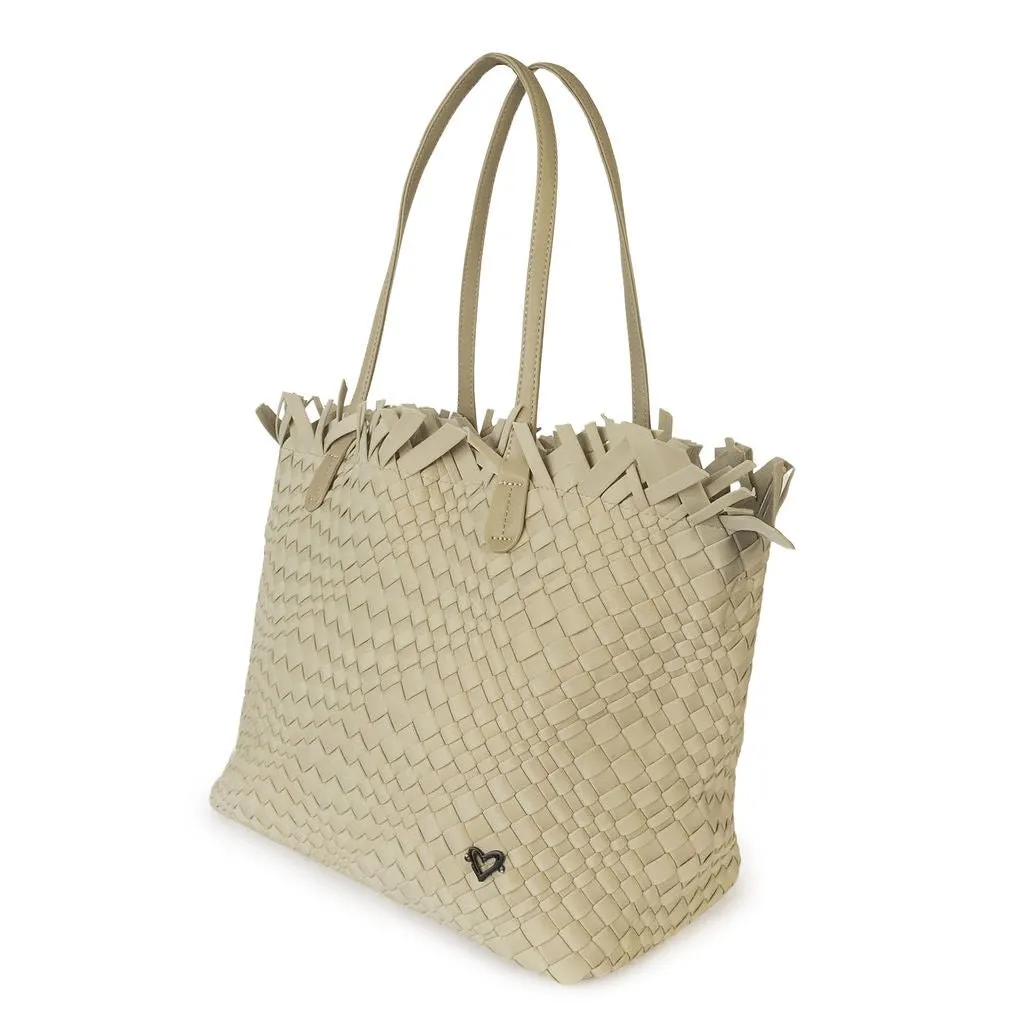 NEW: Vulcan Woven Large Tote (Fringed Top) - Khaki