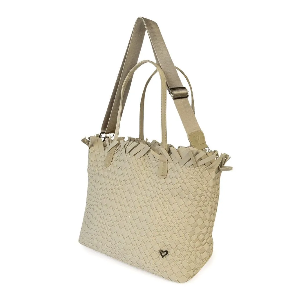 NEW: Vulcan Woven Large Tote (Fringed Top) - Khaki