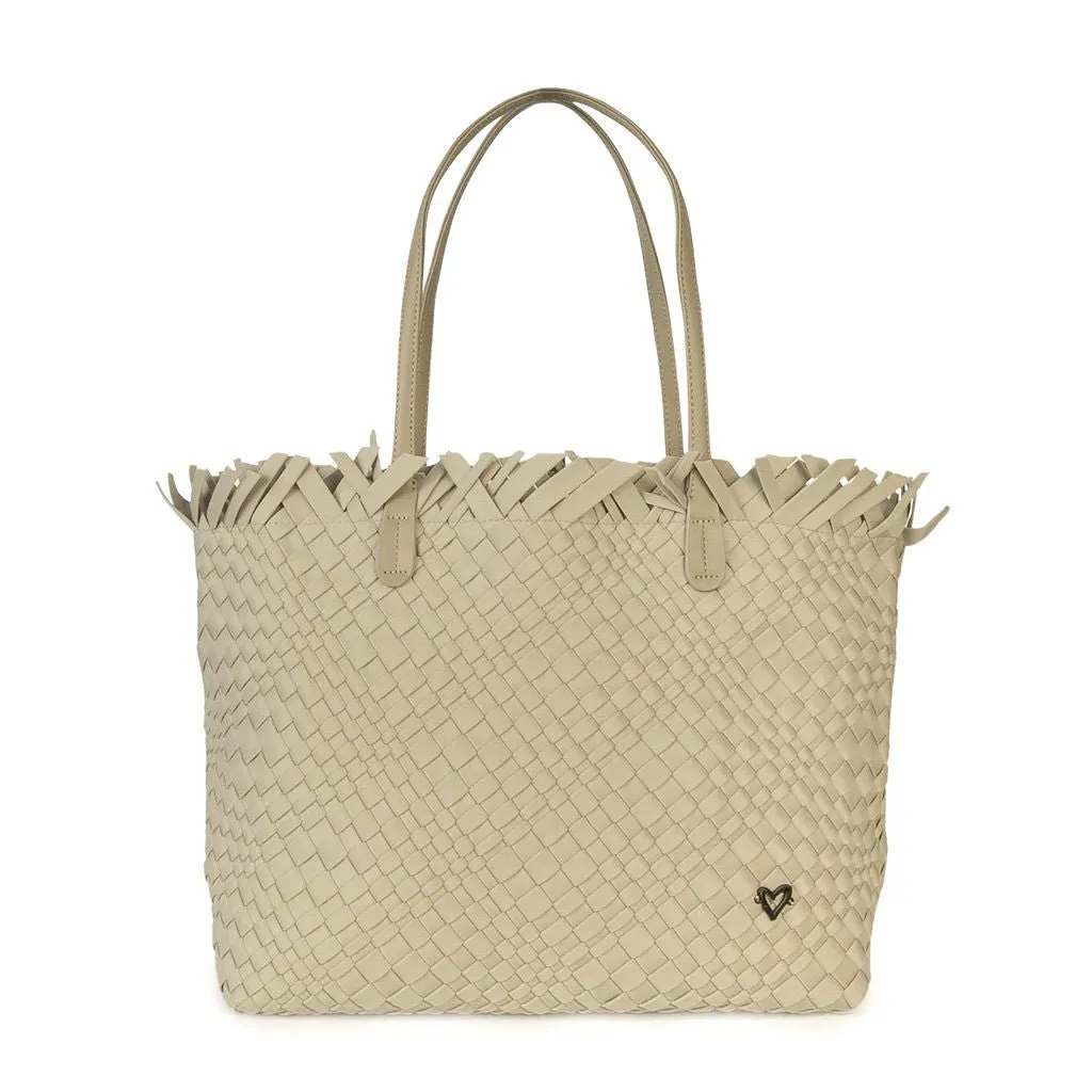 NEW: Vulcan Woven Large Tote (Fringed Top) - Khaki