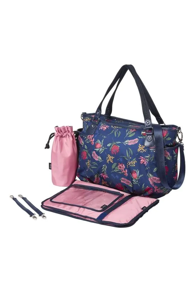 OiOi Nappy Bag Tote - Navy Botanical