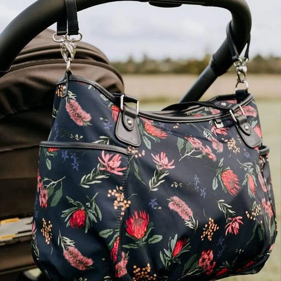 OiOi Nappy Bag Tote - Navy Botanical
