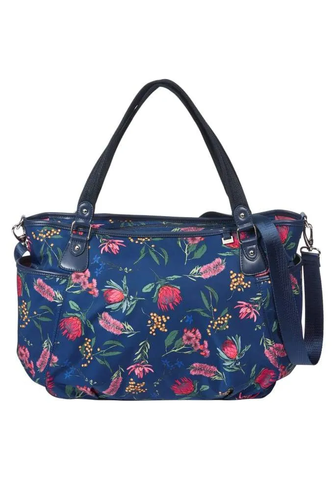 OiOi Nappy Bag Tote - Navy Botanical