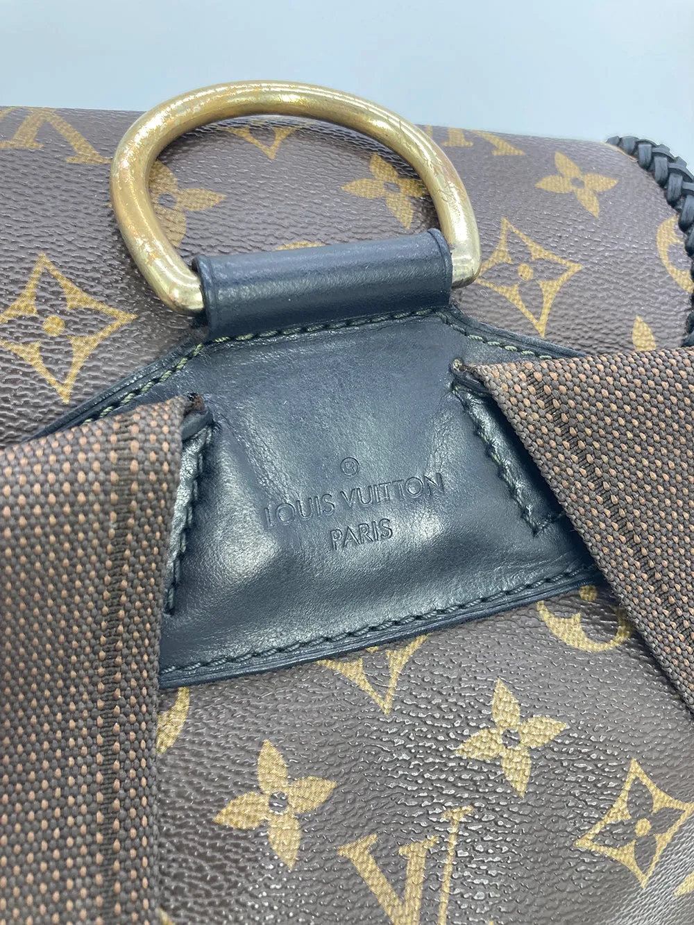 OOAK Louis Vuitton Hand Painted Leather Wrapped Montsouris GM Backpack