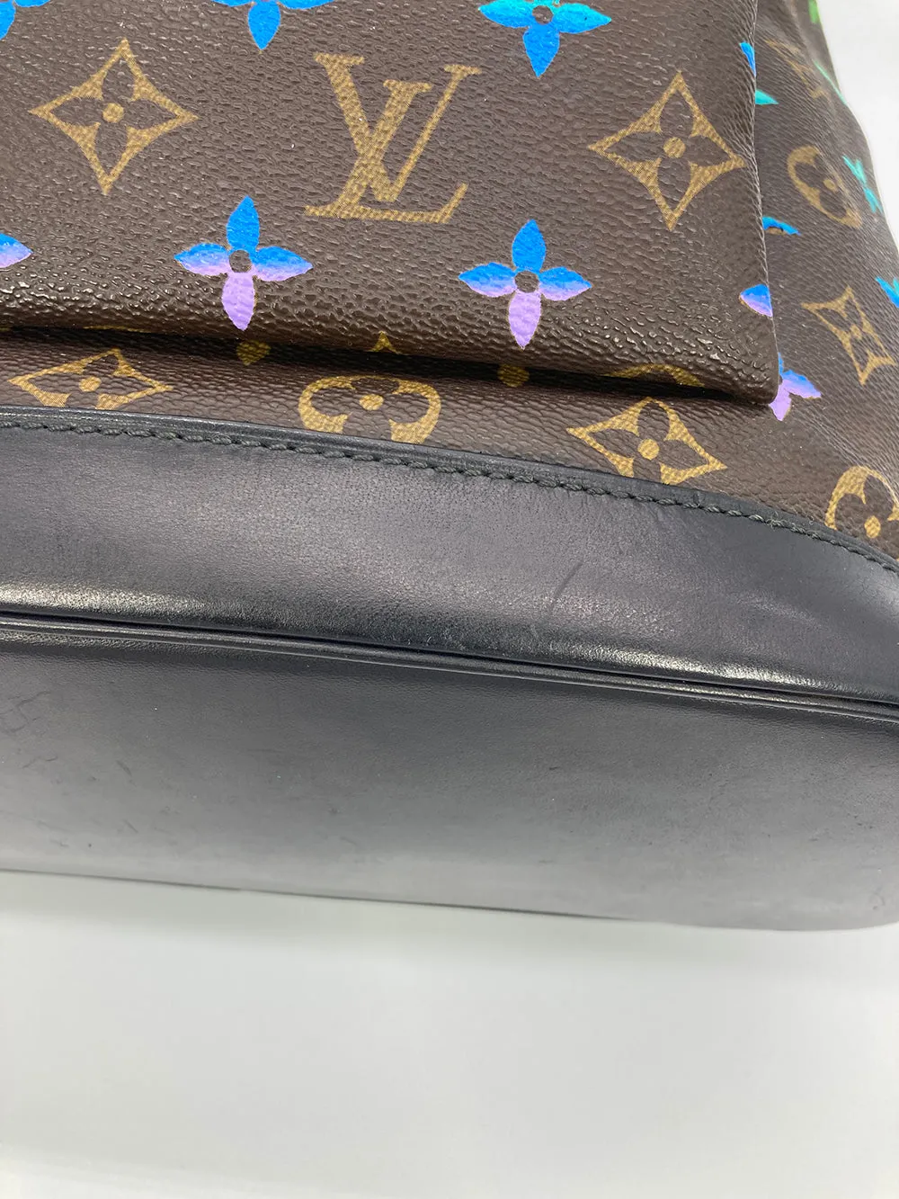 OOAK Louis Vuitton Hand Painted Leather Wrapped Montsouris GM Backpack